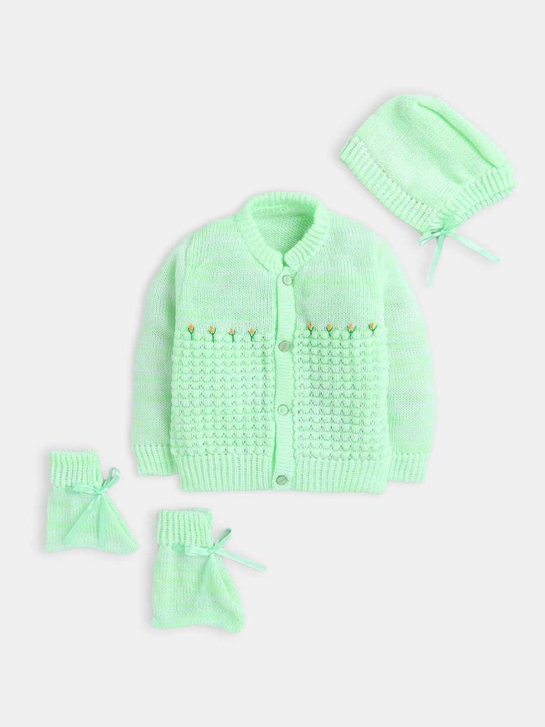 

Hopscotch Unisex Infants Green & Yellow Wool Cardigan