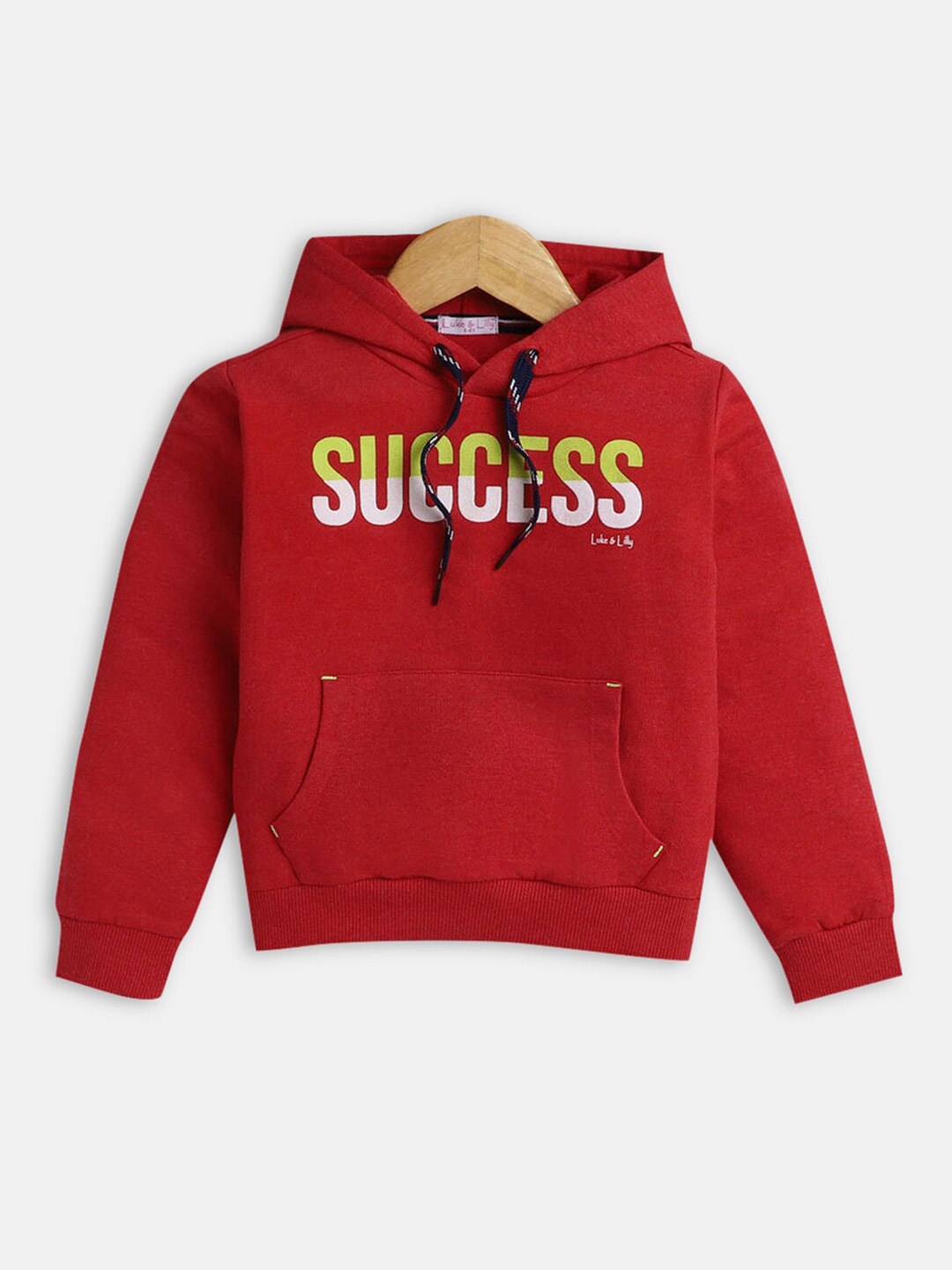 

Hopscotch Boys Red Printed Hooded Pure Cotton Sweatshirt