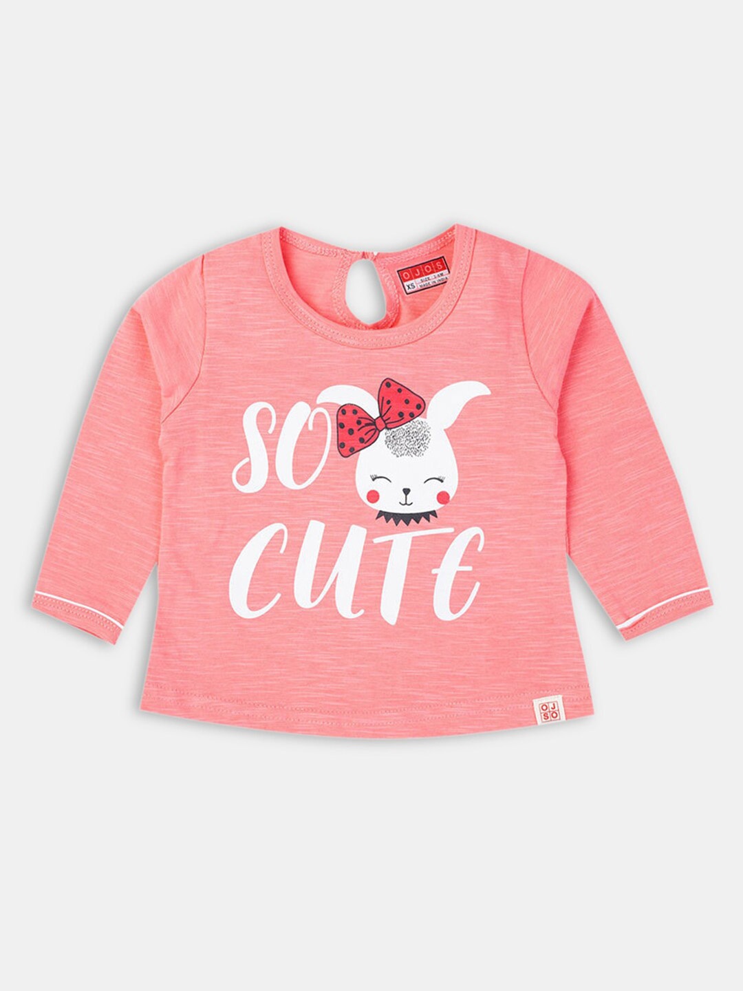 

Hopscotch Girls Pink Typography Printed Pure Cotton T-shirt