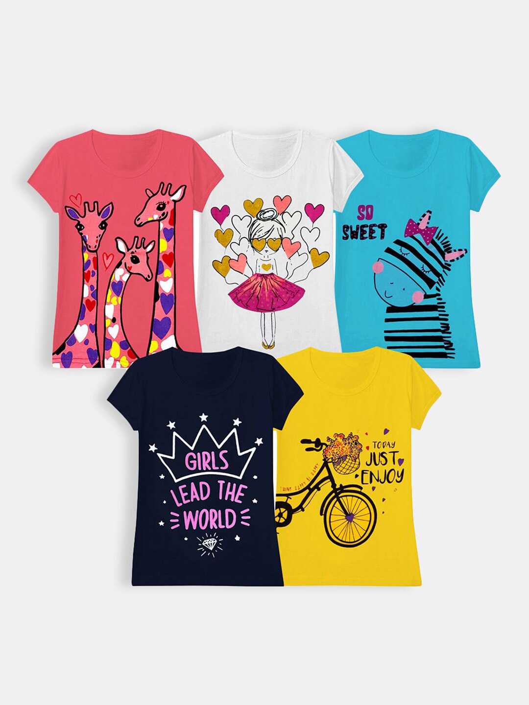 

Hopscotch Girls 5 Printed Cotton T-shirt, Yellow