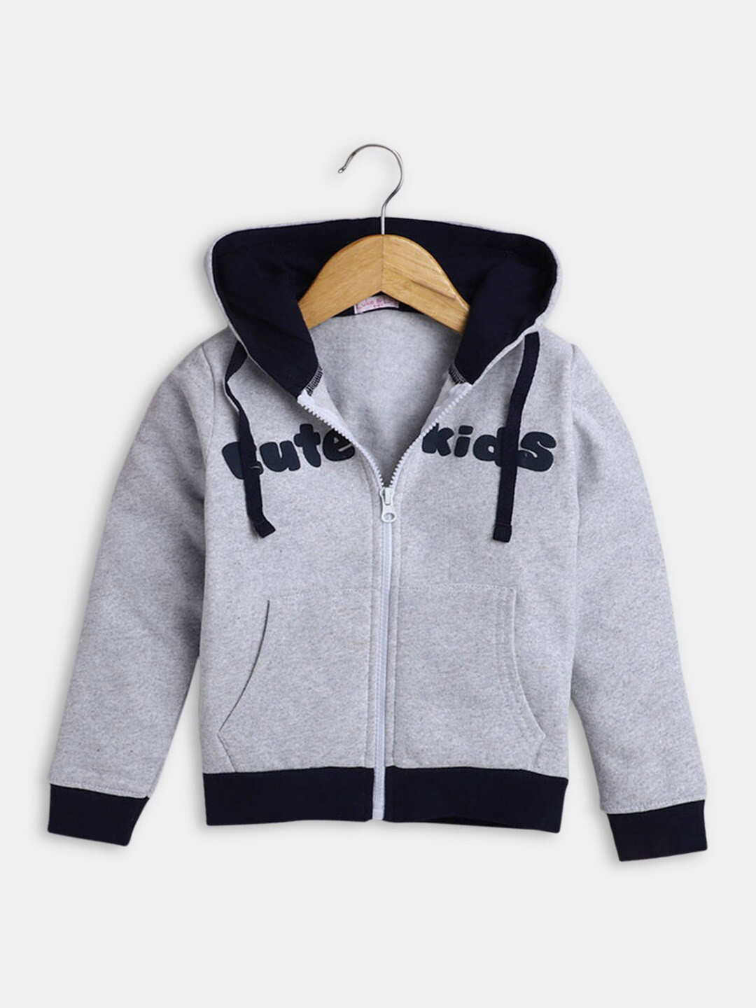 

Hopscotch Girls Black Printed Hooded Cotton Sweatshirt