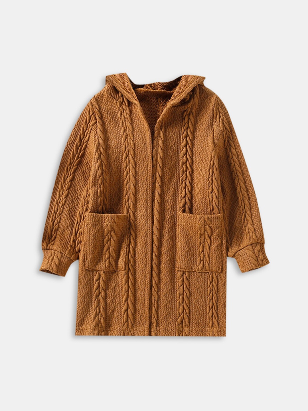

Hopscotch Girls Brown Solid Long Pea Coats