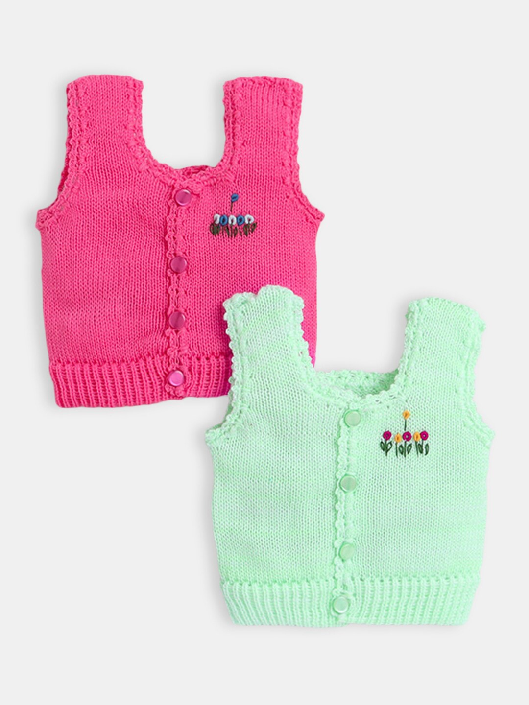 

Hopscotch Girls Olive Green & Pink Wool Cardigan