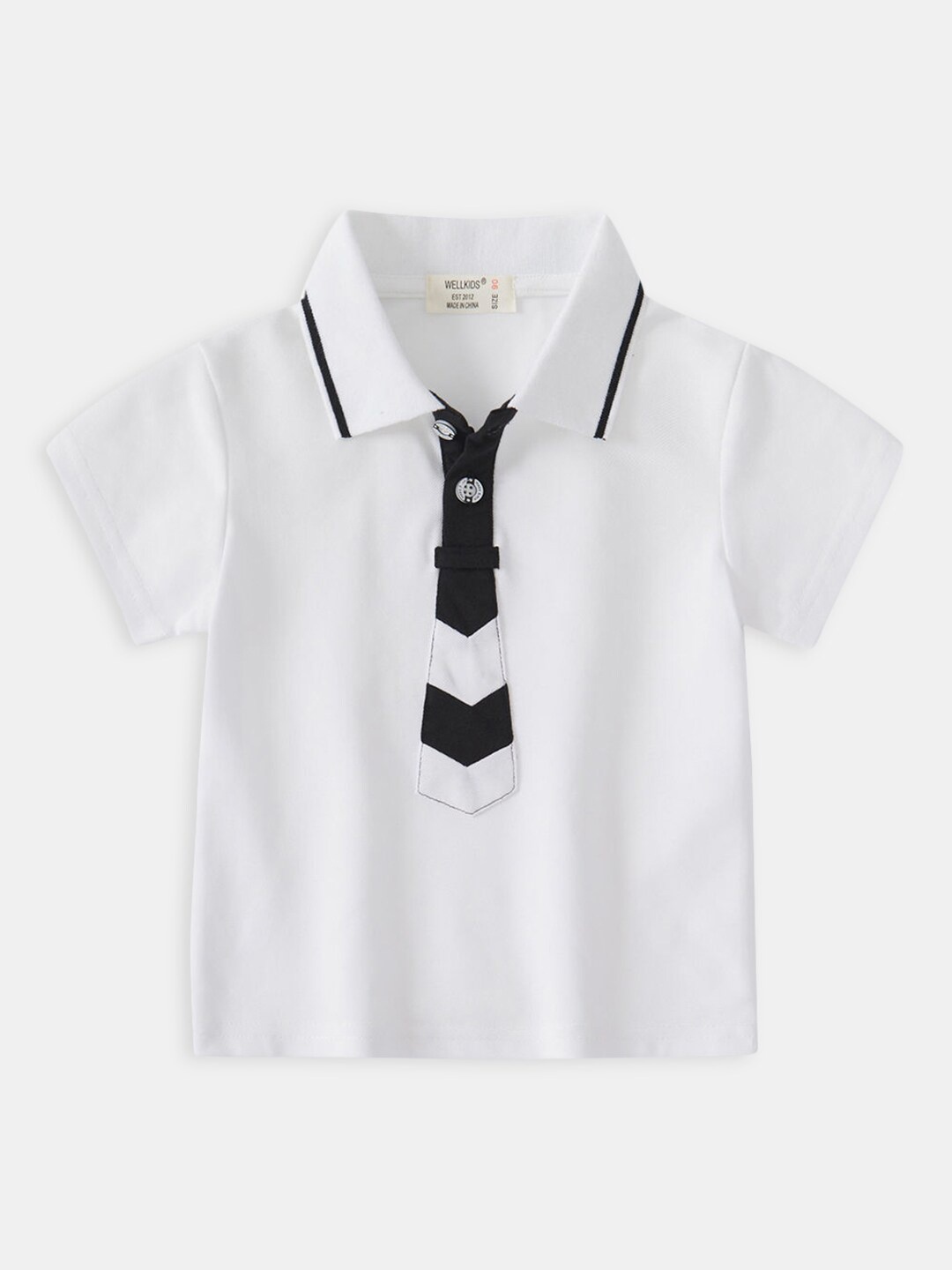 

Hopscotch Boys White Polo Collar Pure Cotton T-shirt