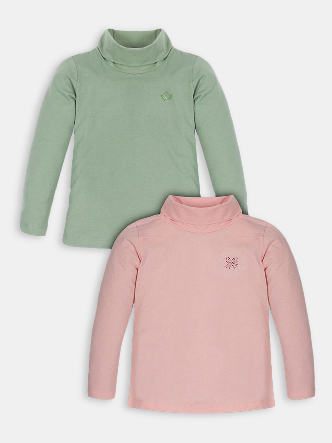 

Hopscotch Girls Pack of 2 Pink Turtle Neck Cotton T-shirt