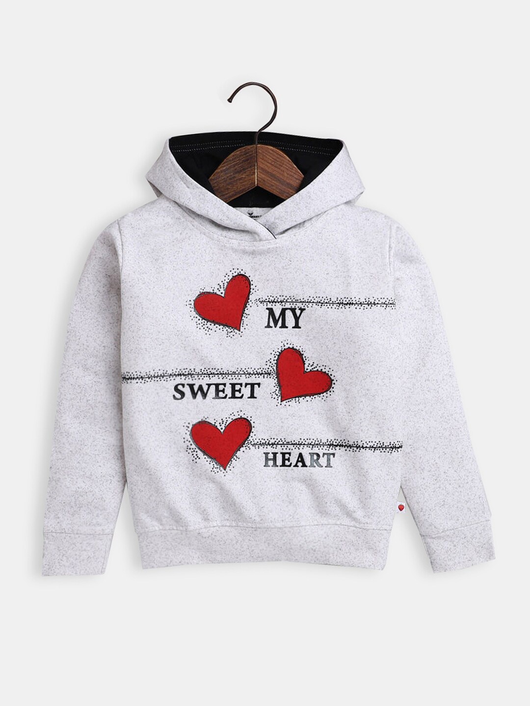 

Hopscotch Girls Cream-Coloured Printed Hooded Cotton Sweatshirt