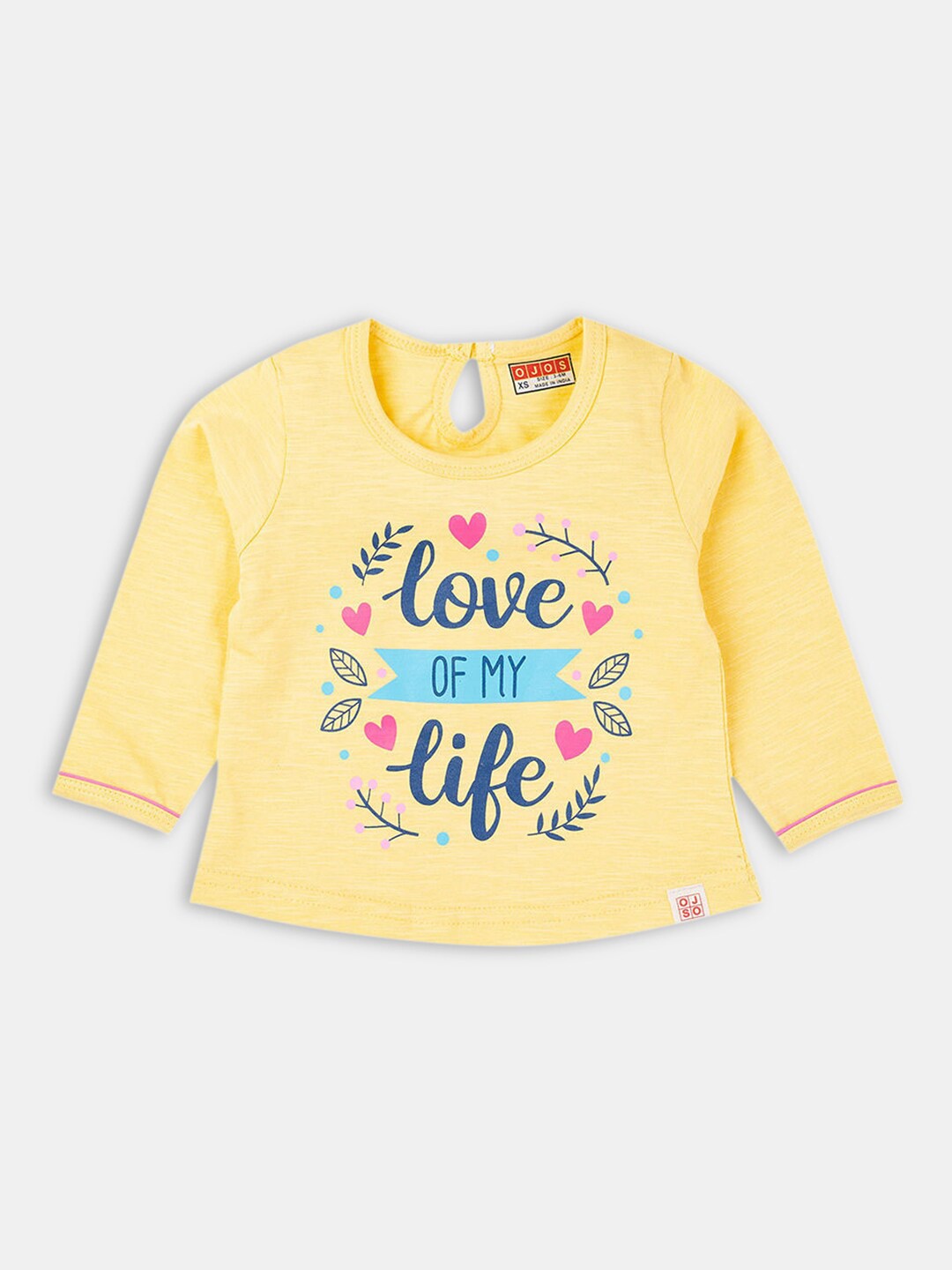 

Hopscotch Girls Yellow Printed Cotton T-shirt