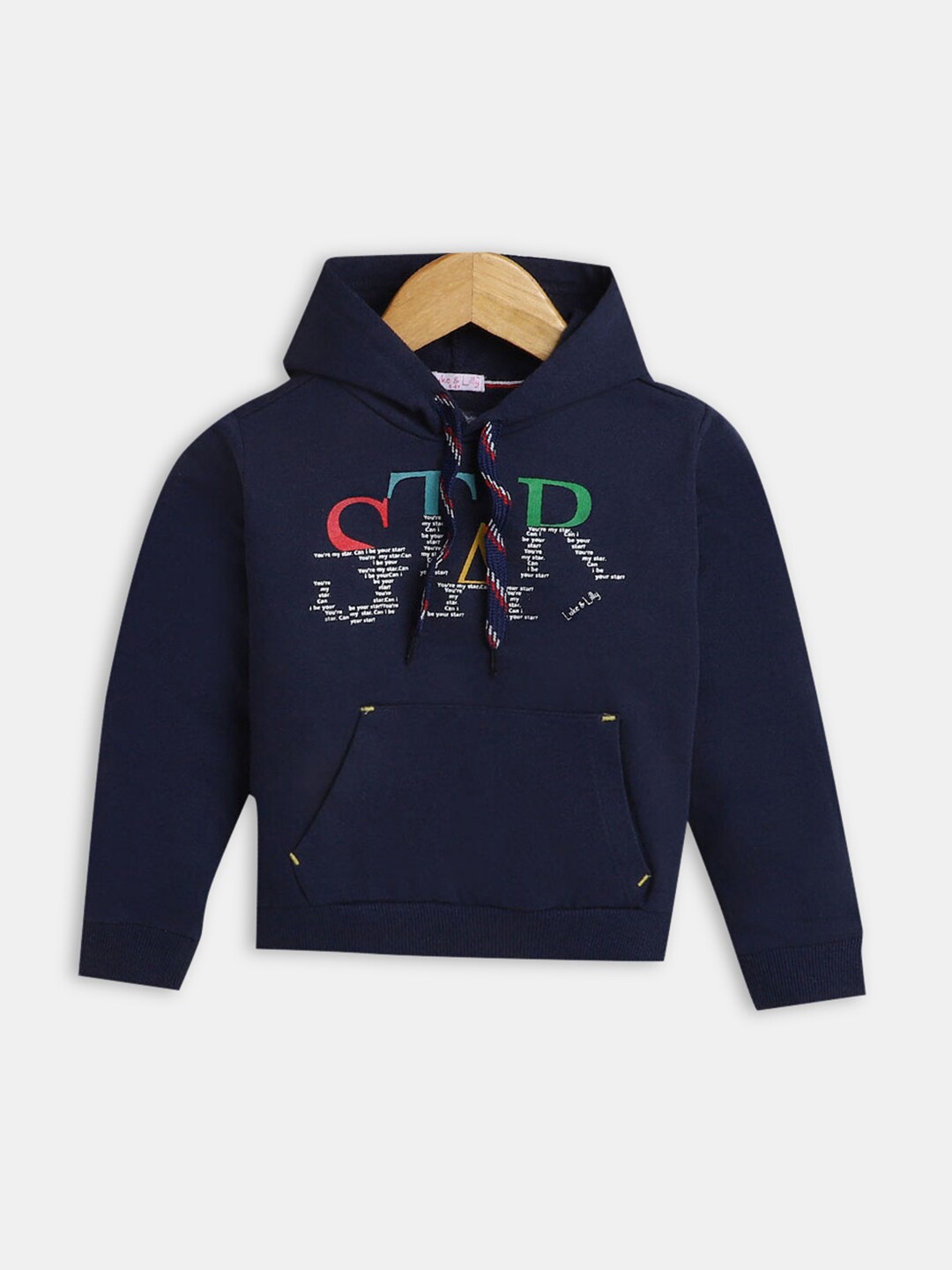 

Hopscotch Boys Blue Embroidered Hooded Pure Cotton Sweatshirt