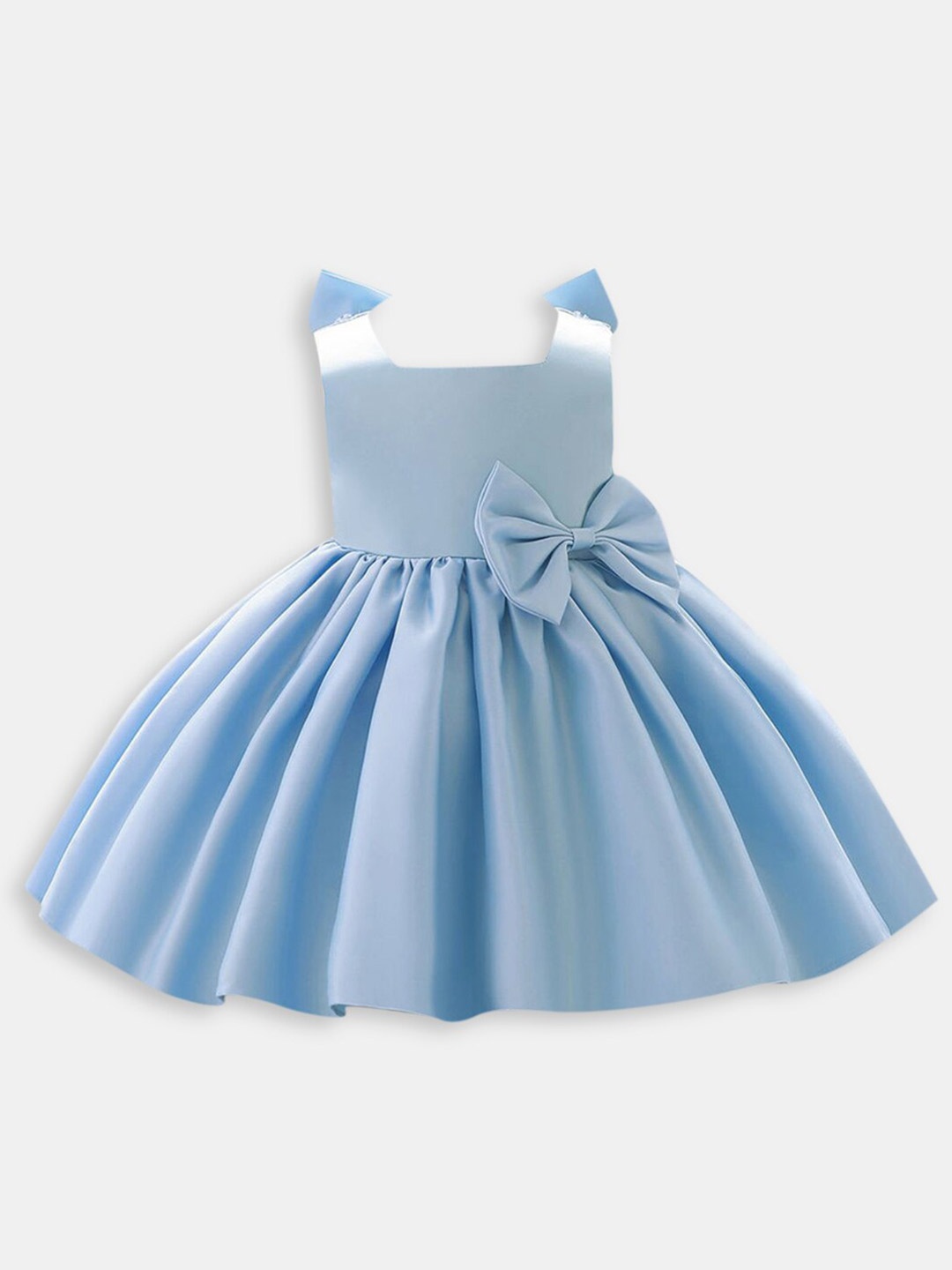 

Hopscotch Girls Blue Solid Bow Sleeveless Dress