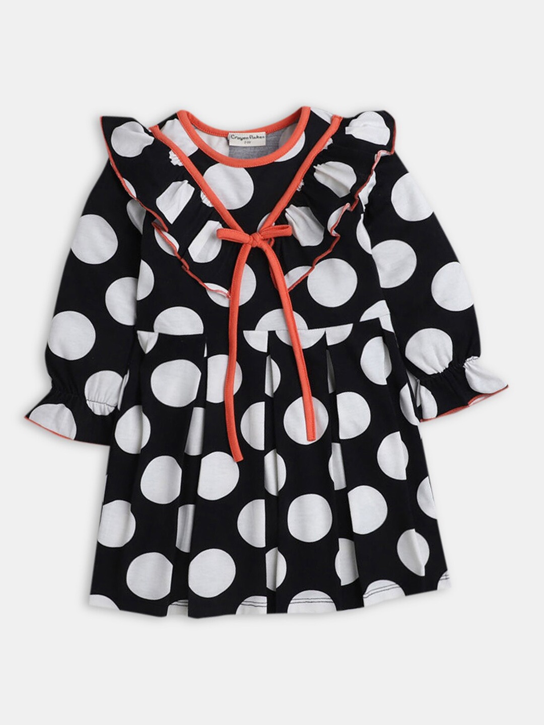 

Hopscotch Girls Black & White Polka Dots Printed Dress