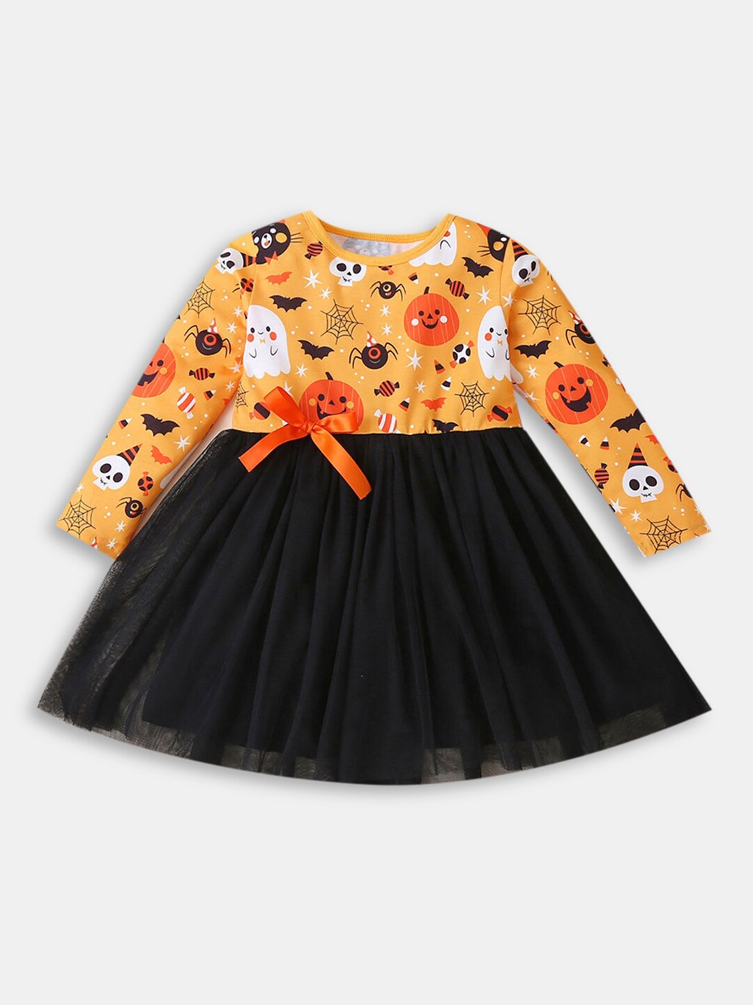 

Hopscotch Girls Yellow Printed Midi Dress