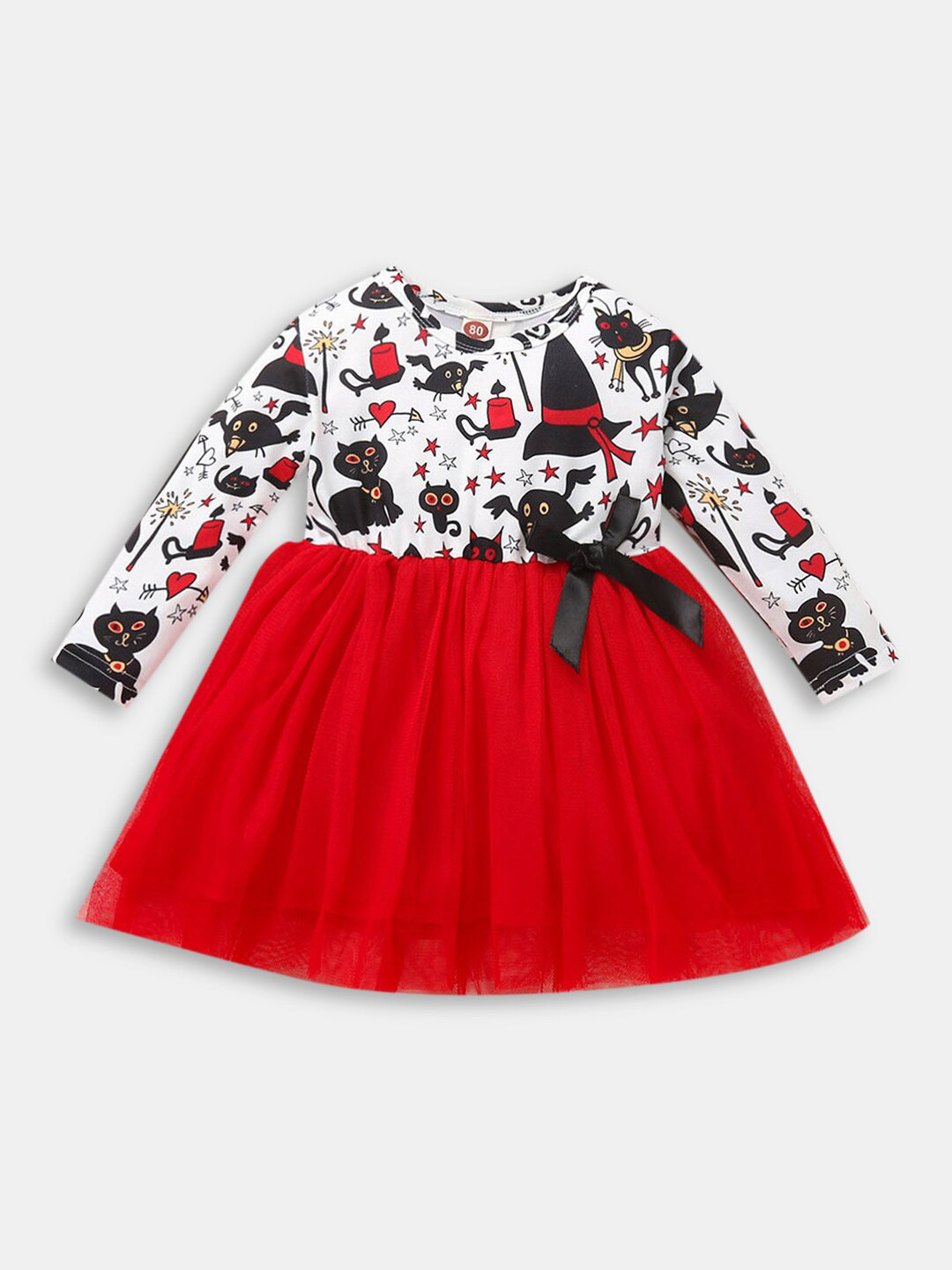 

Hopscotch Girls Red Animal Printed Fit & Flare Dress