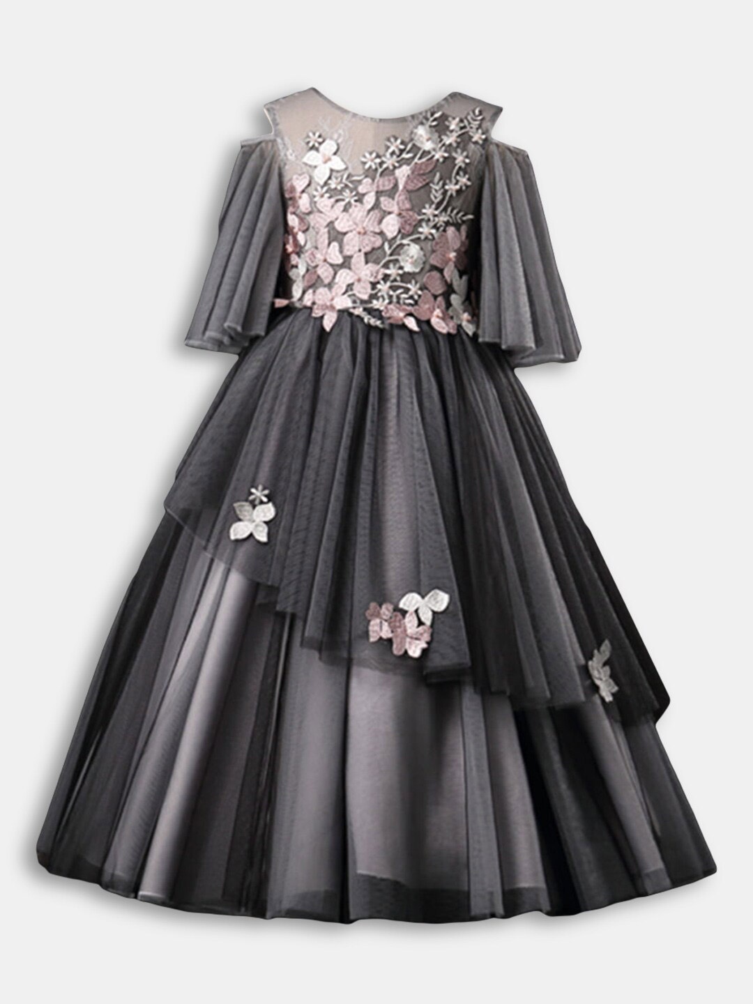 

Hopscotch Girls Charcoal Floral Maxi Dress