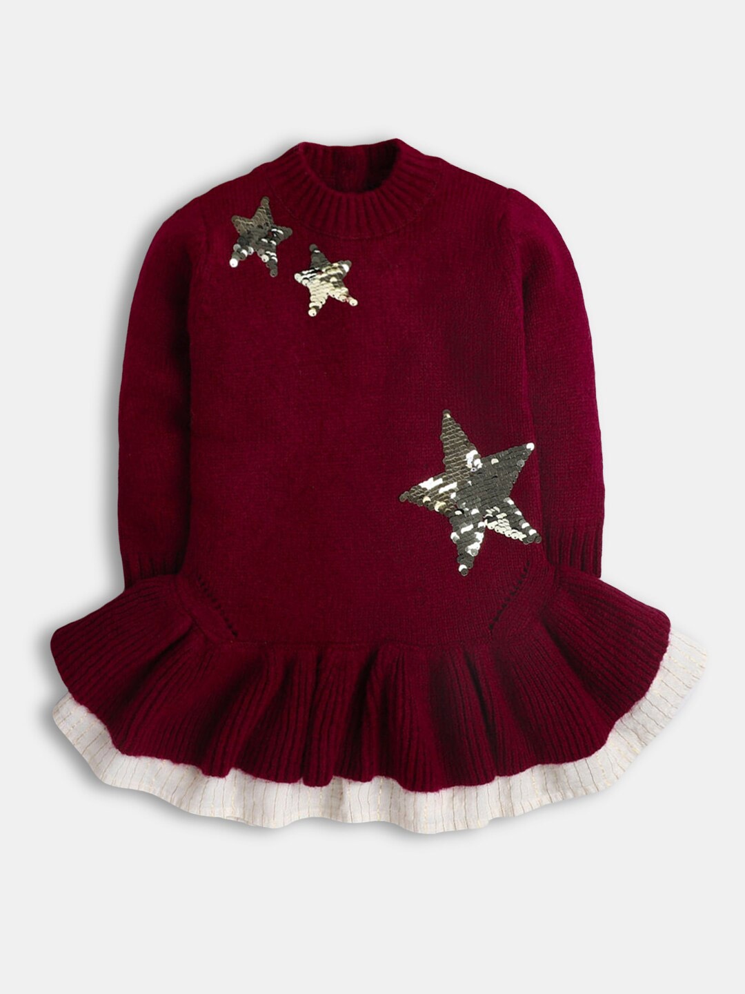 

Hopscotch Girls Maroon Drop-Waist Dress