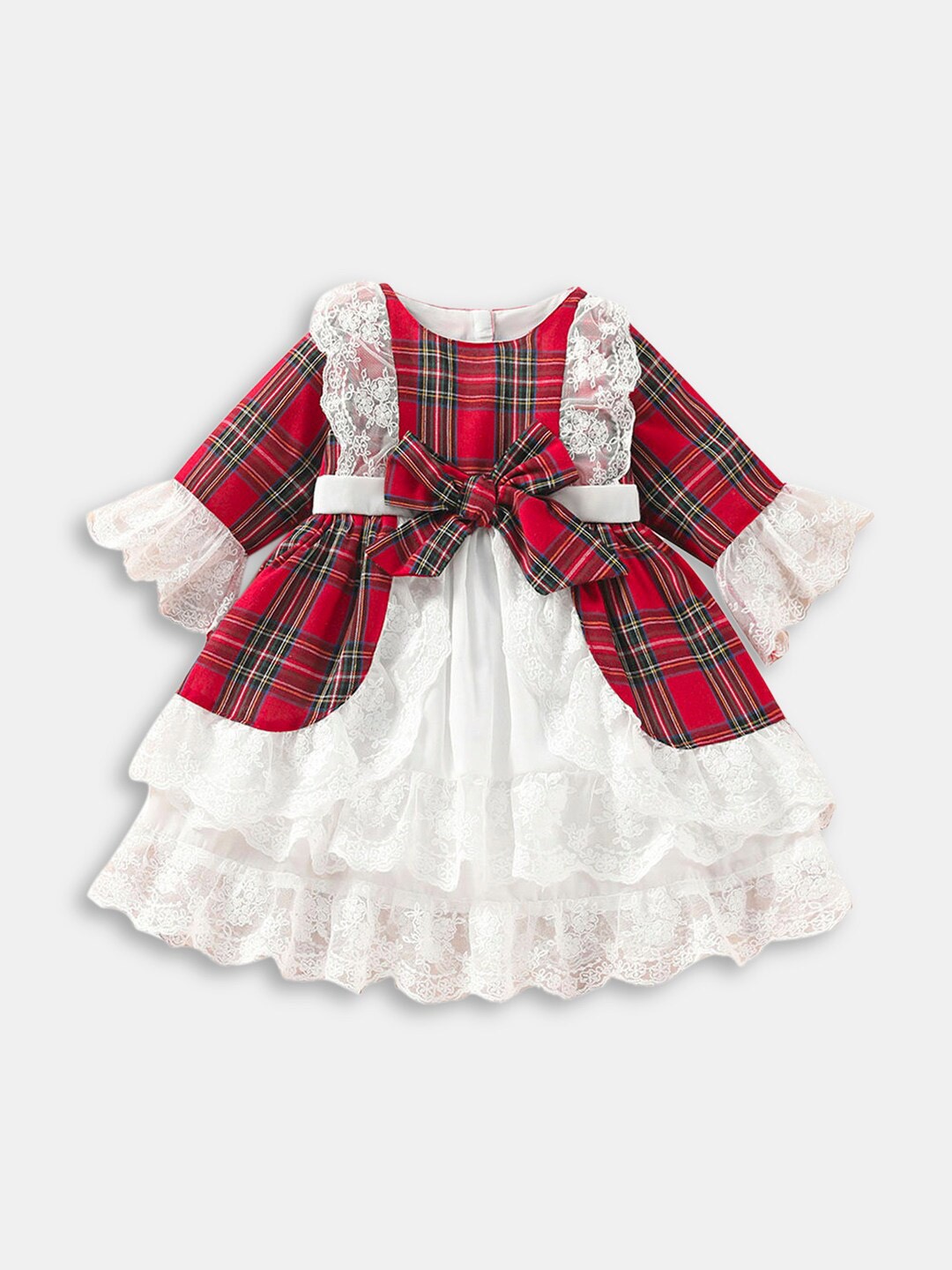 

Hopscotch Red Checked Fit & Flare Dress