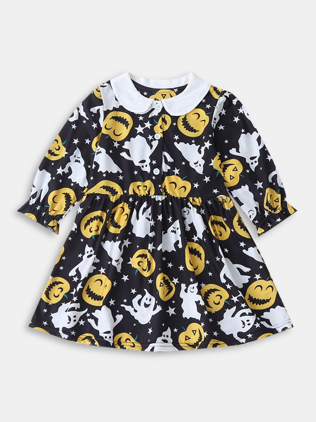 

Hopscotch Girls Black Printed Peplum Dress