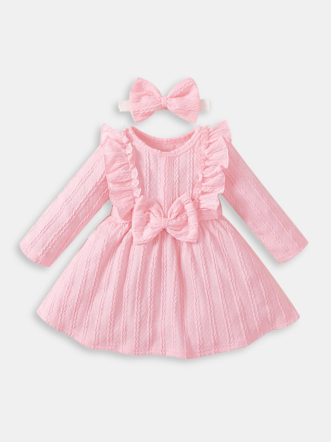 

Hopscotch Girls Pink Fit & Flare Dress with Hairband