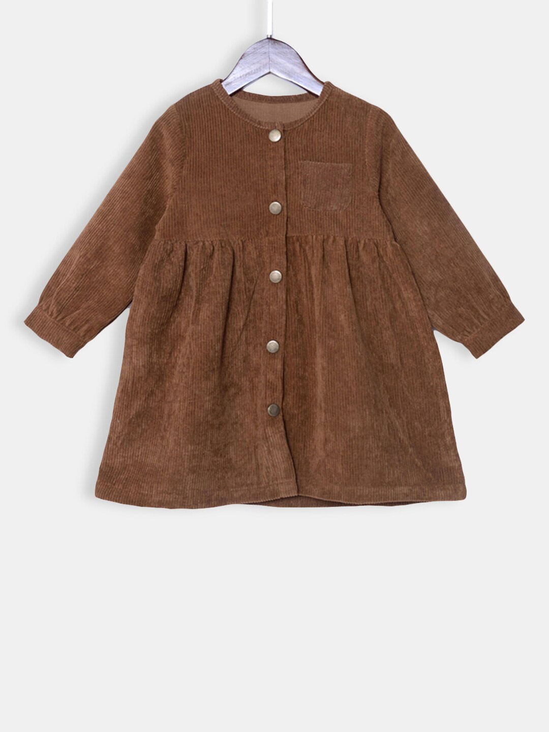 

Hopscotch Girls Brown Solid A-Line Dress