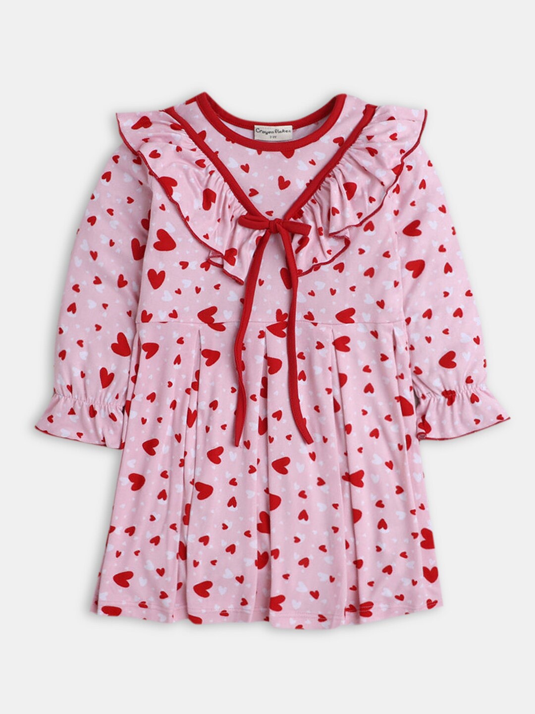 

Hopscotch Girls Pink & Red Printed Dress