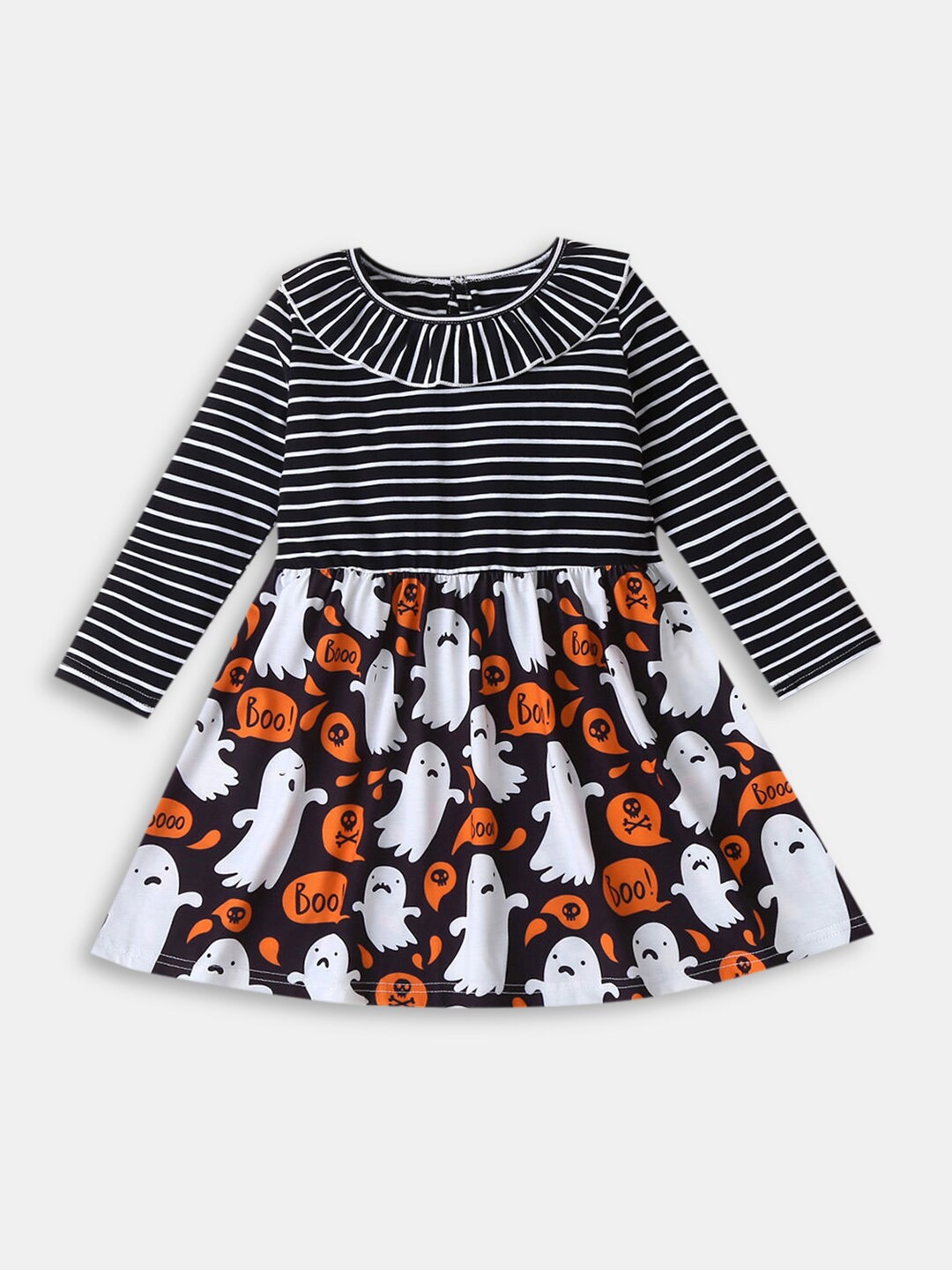 

Hopscotch Girls Black & White Striped A-Line Dress