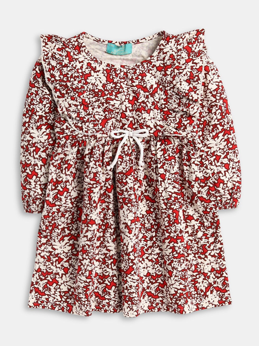 

Hopscotch Girls Red & White Printed Peplum Dress