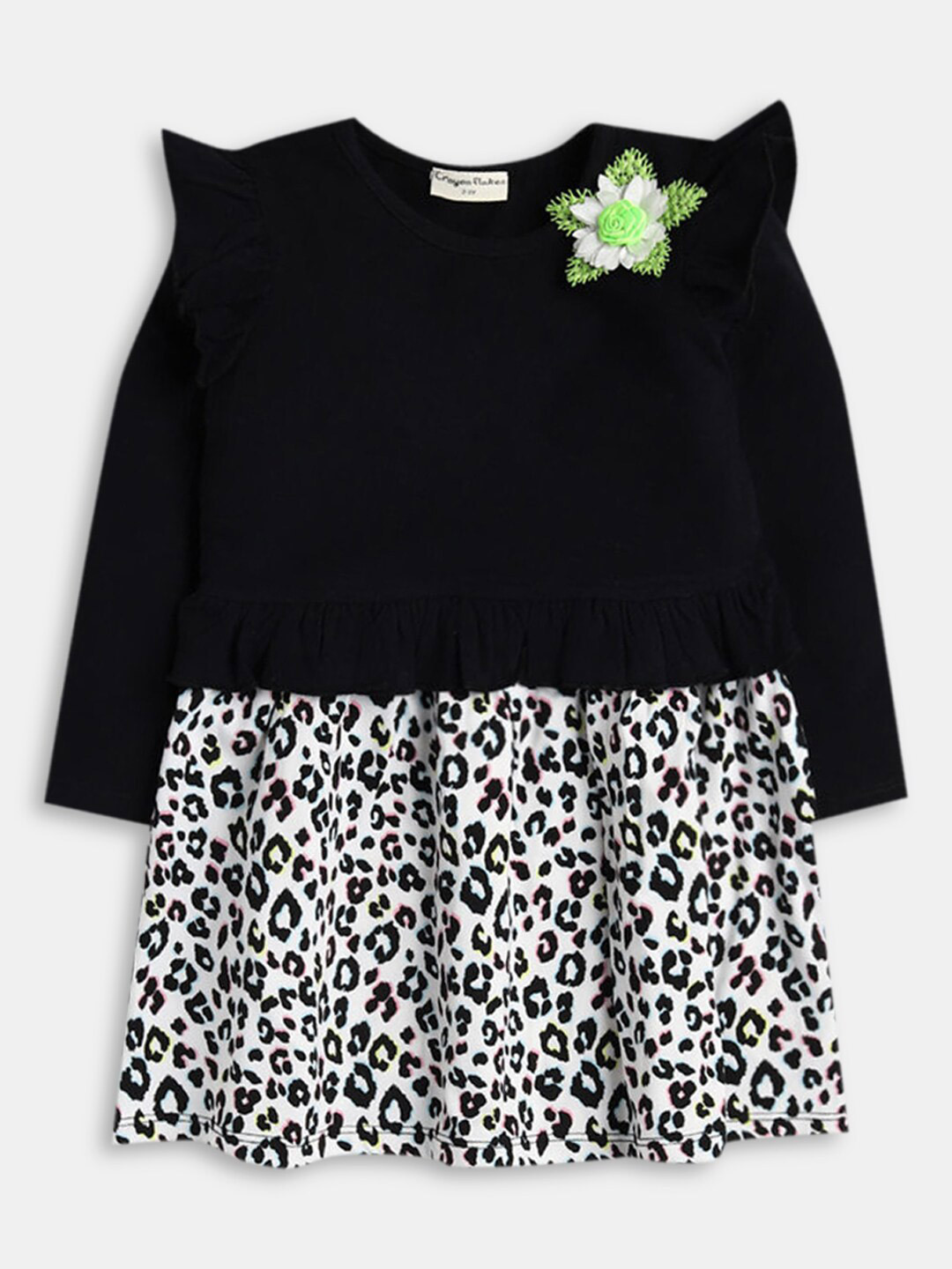 

Hopscotch Black & White Animal Printed Cotton A-Line Dress