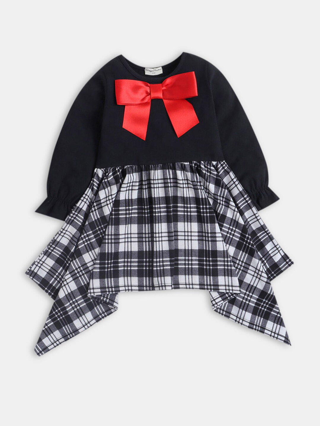 

Hopscotch Girls Black & White Checked Cotton Dress