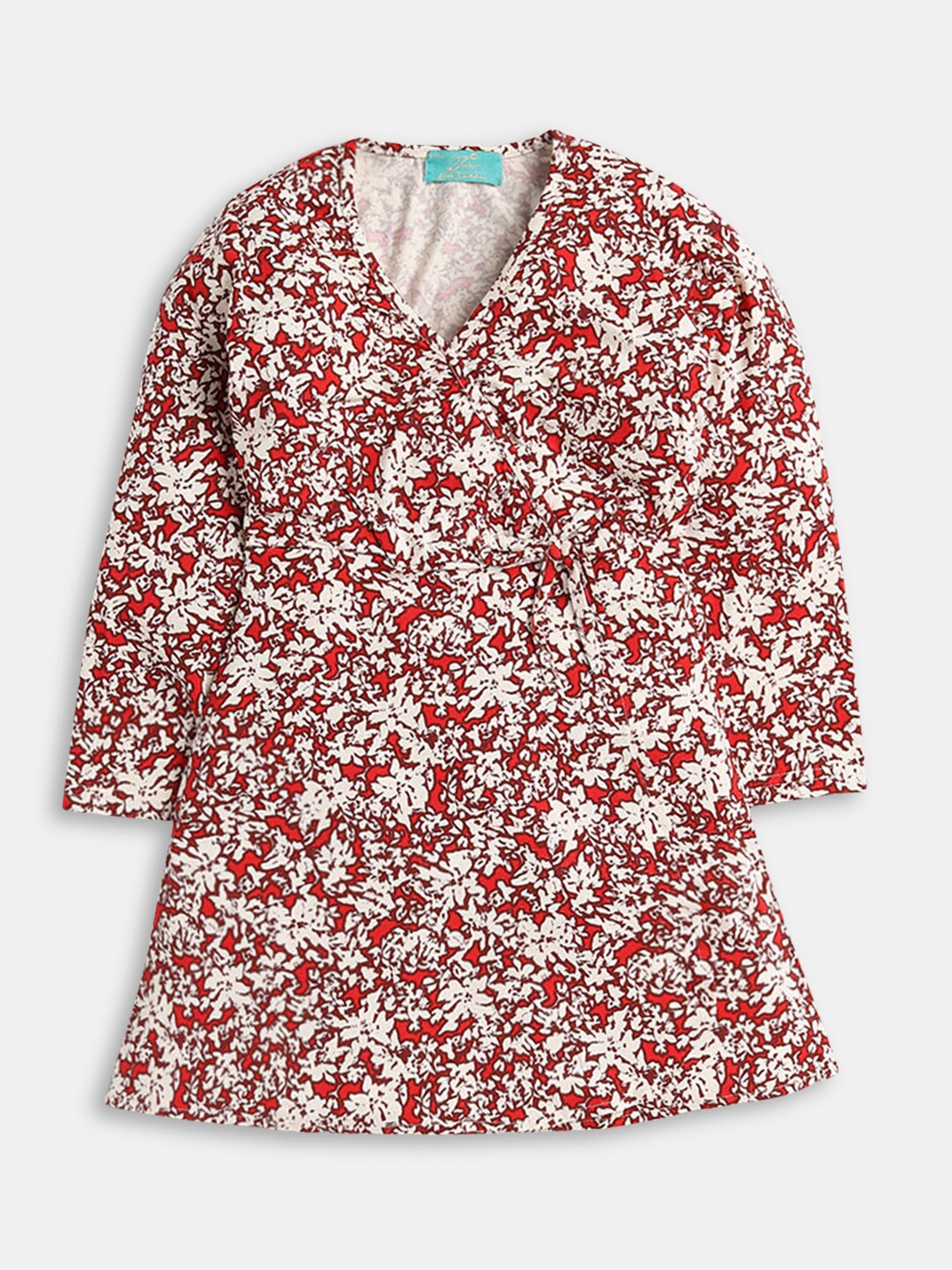 

Hopscotch Red Floral Casual Dress
