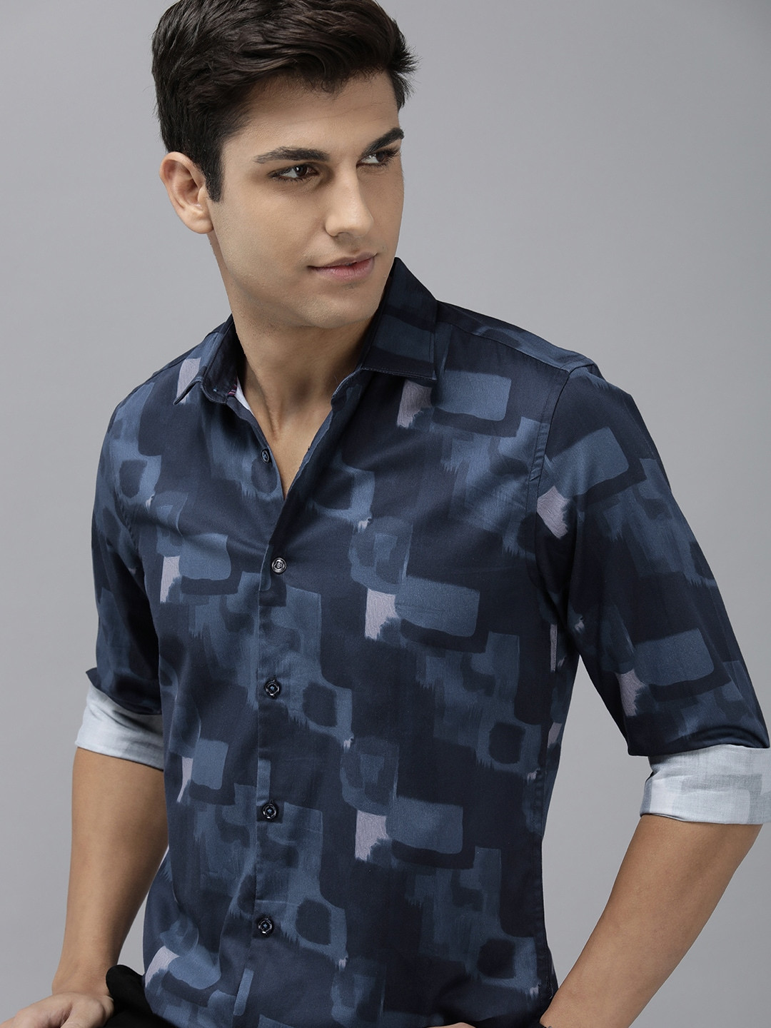 

THE BEAR HOUSE Ardor Edition Men Slim Fit Digital Print Party Shirt, Blue