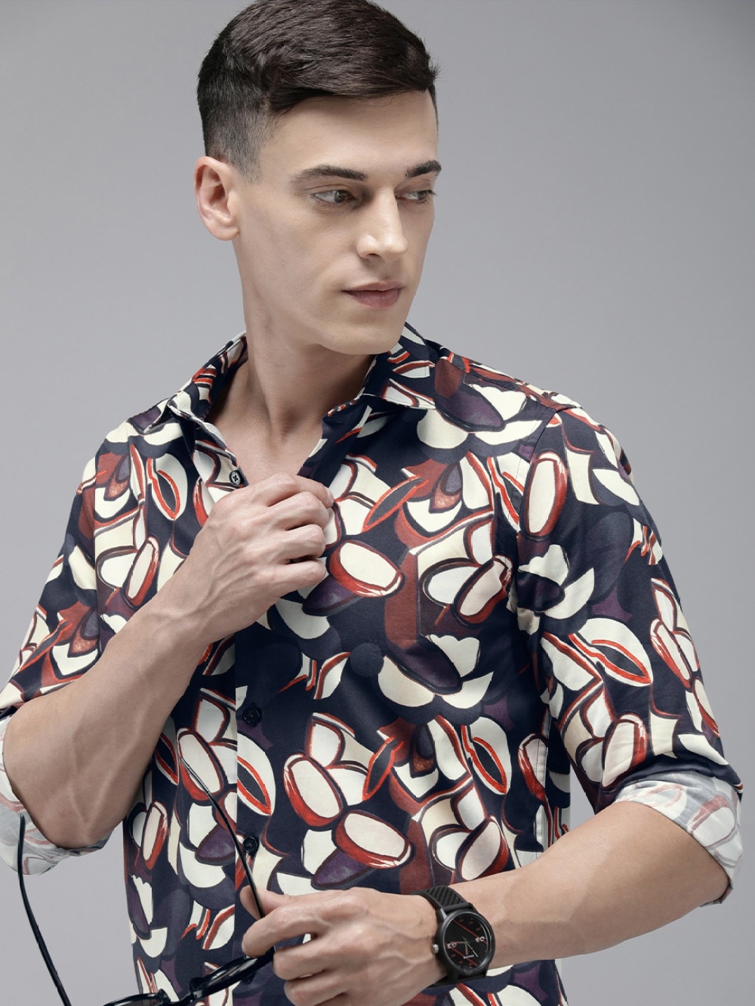 

THE BEAR HOUSE Ardor Edition Men Slim Fit Digital Print Party Shirt, Blue