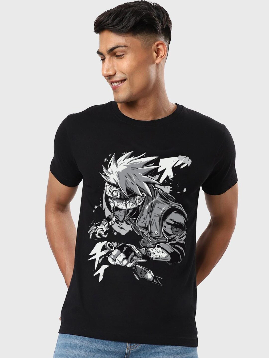

Bewakoof Men Cotton Black Printed T-shirt
