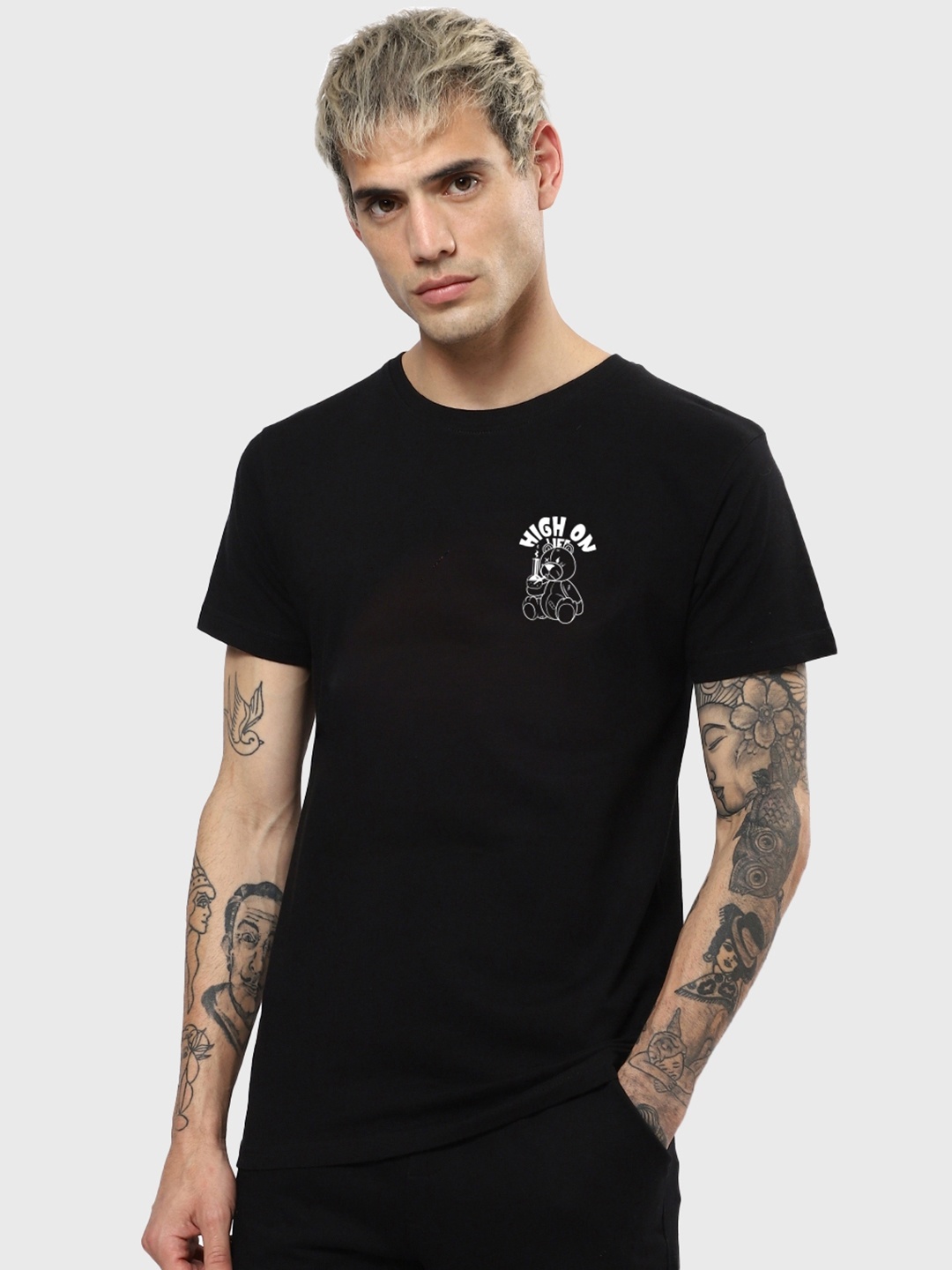 

Bewakoof Pure Cotton Typography Printed T-shirt, Black