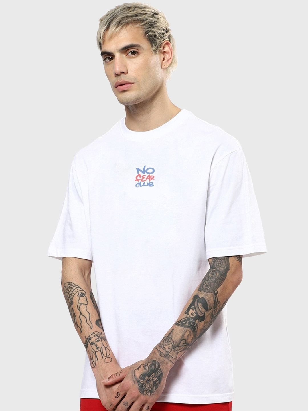 

Bewakoof Men Cotton White Typography Printed Oversized T-shirt