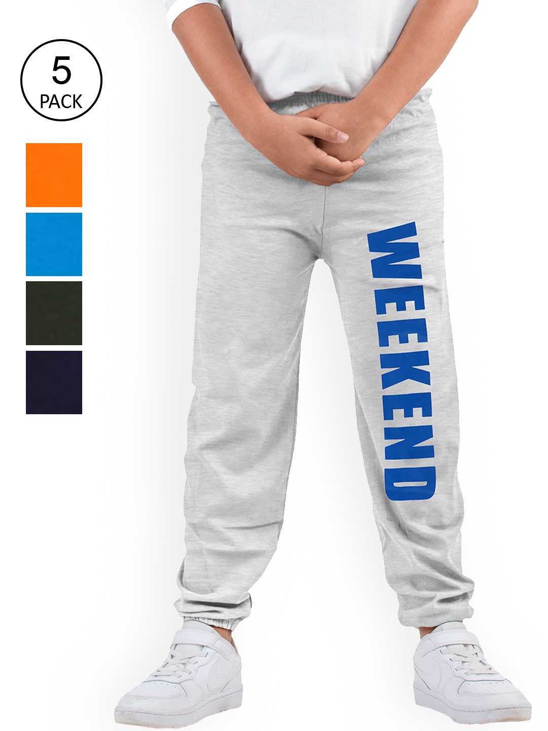 

KYDA KIDS Boys Pack of 5 Printed Cotton Track Pants, Multi