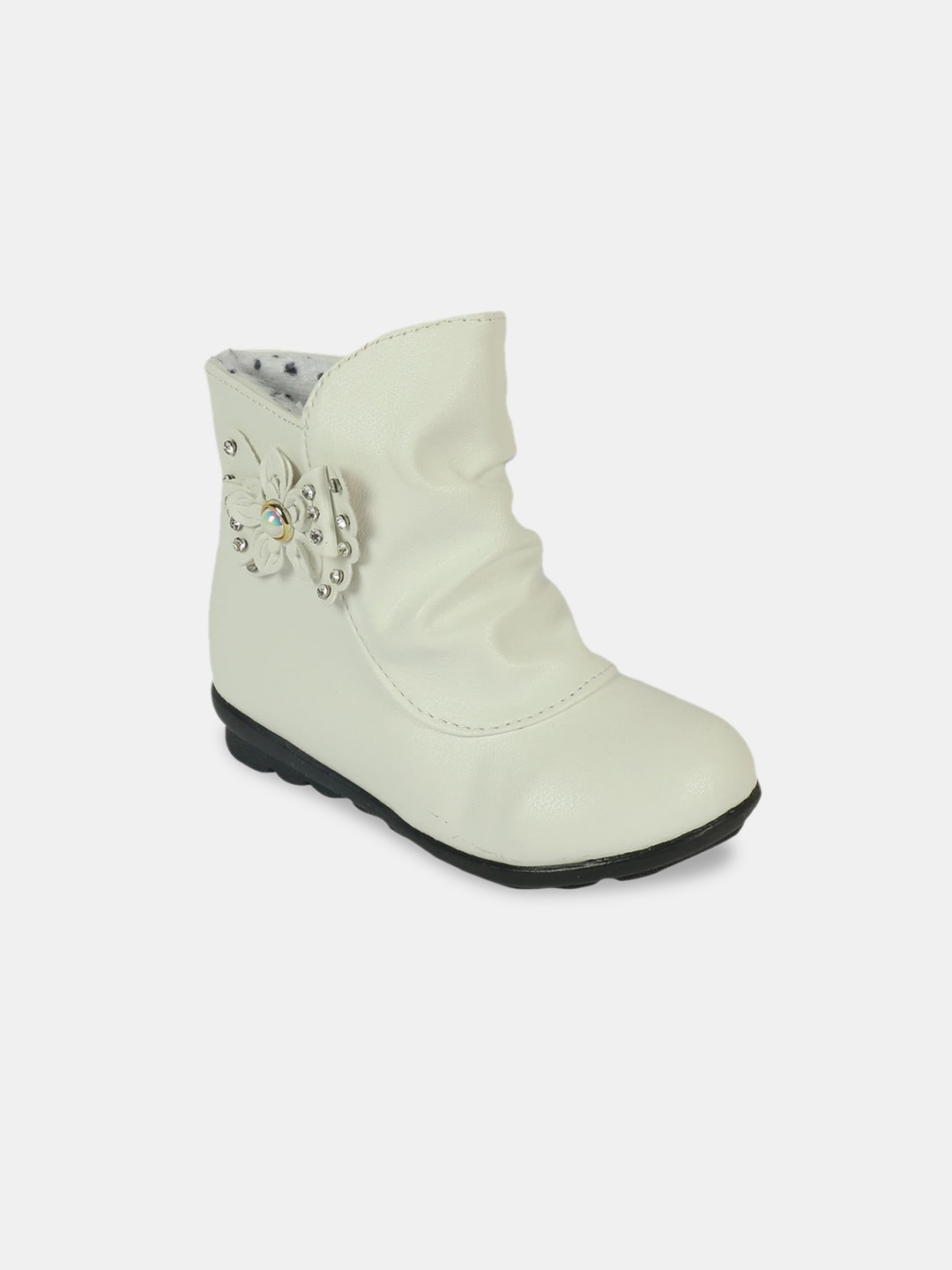 

Hopscotch Girls White Embellished Ankle Length Boots