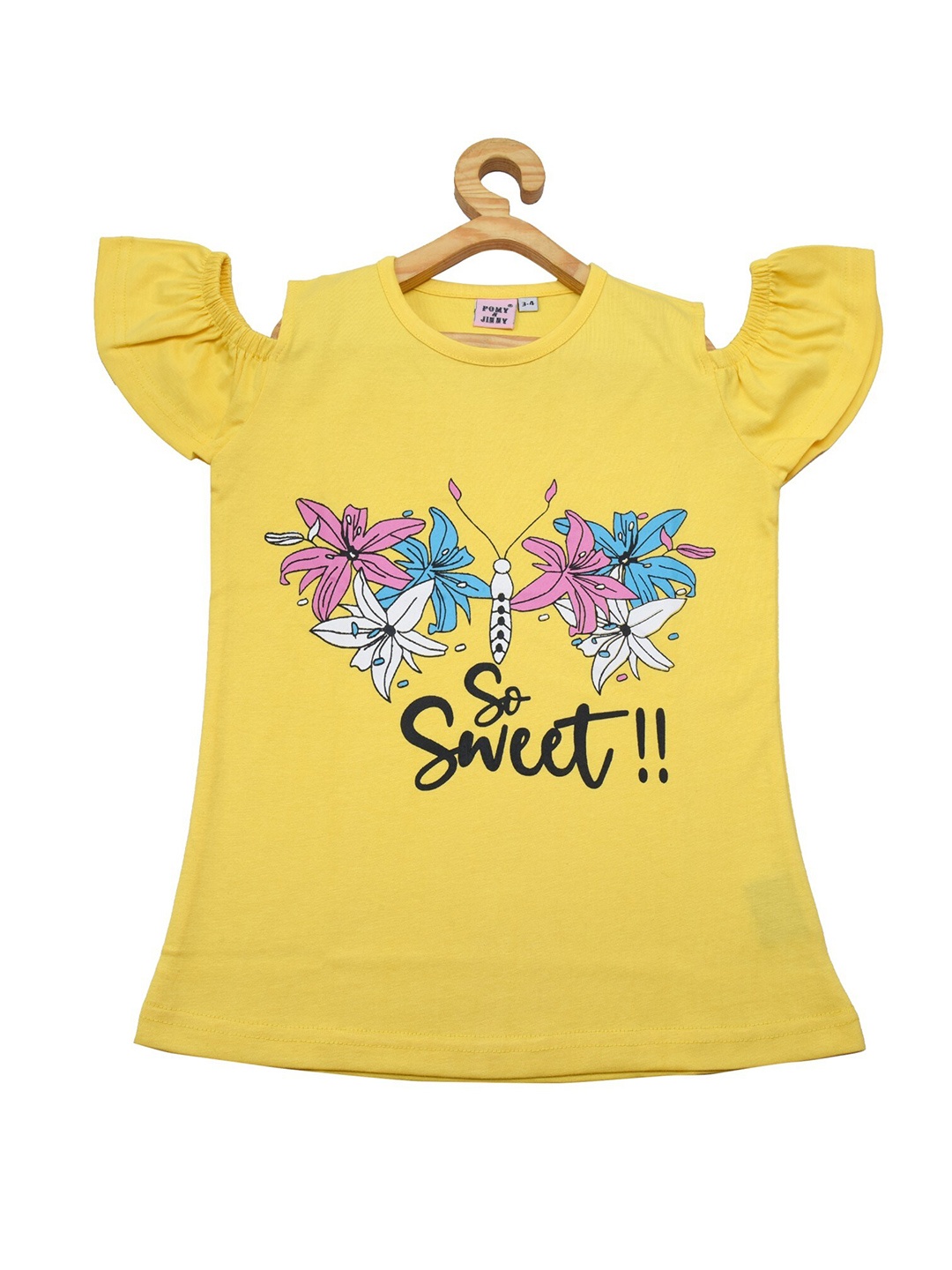 

POMY & JINNY Girls Yellow Printed Pure Cotton Top