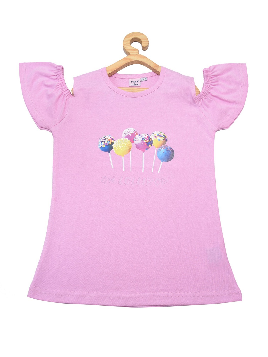 

POMY & JINNY Girls Pink & Yellow Cotton Print Top