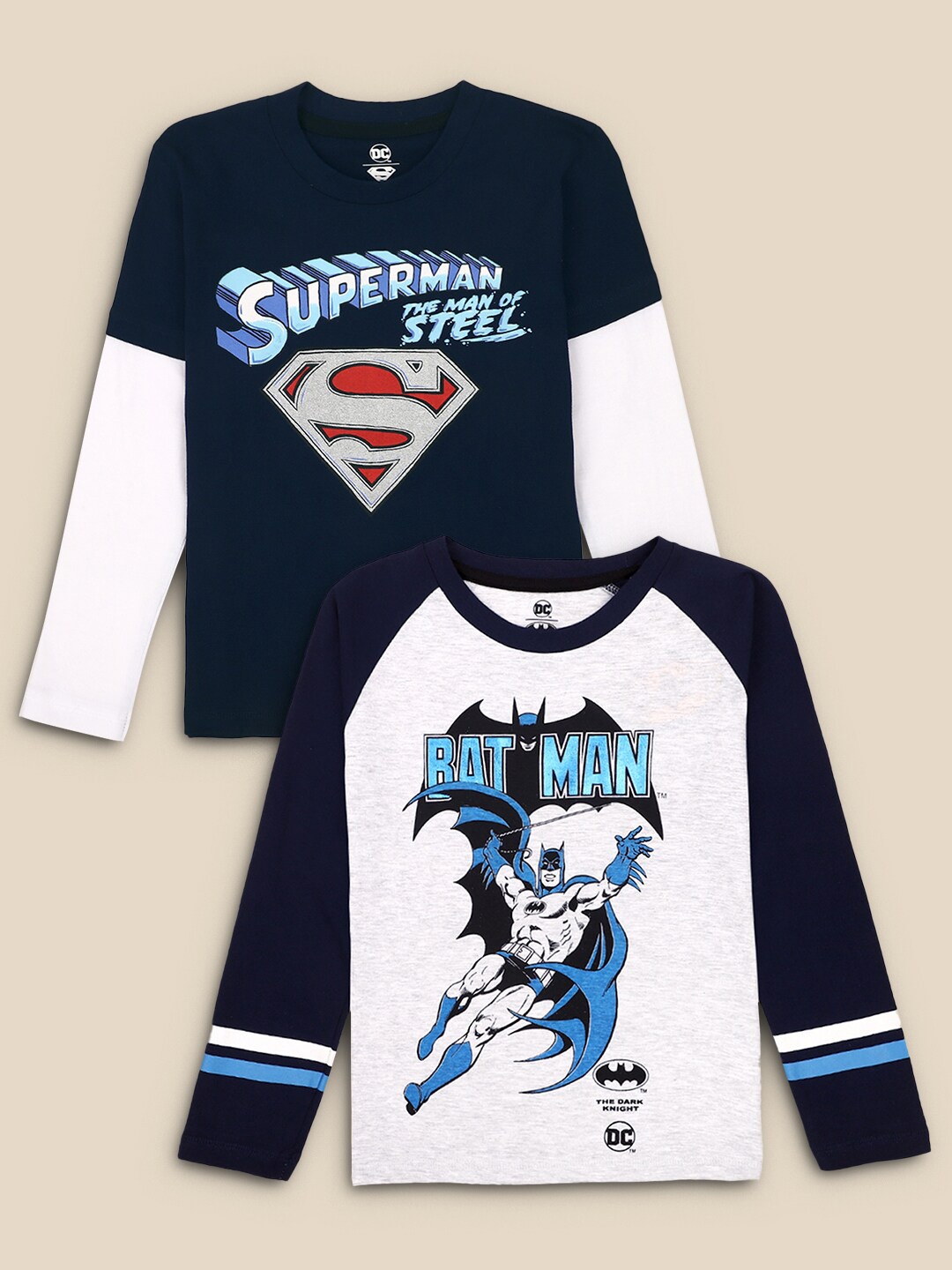 

Kids Ville Boys Pack of 2 DC Comic Print T-shirt, Navy blue