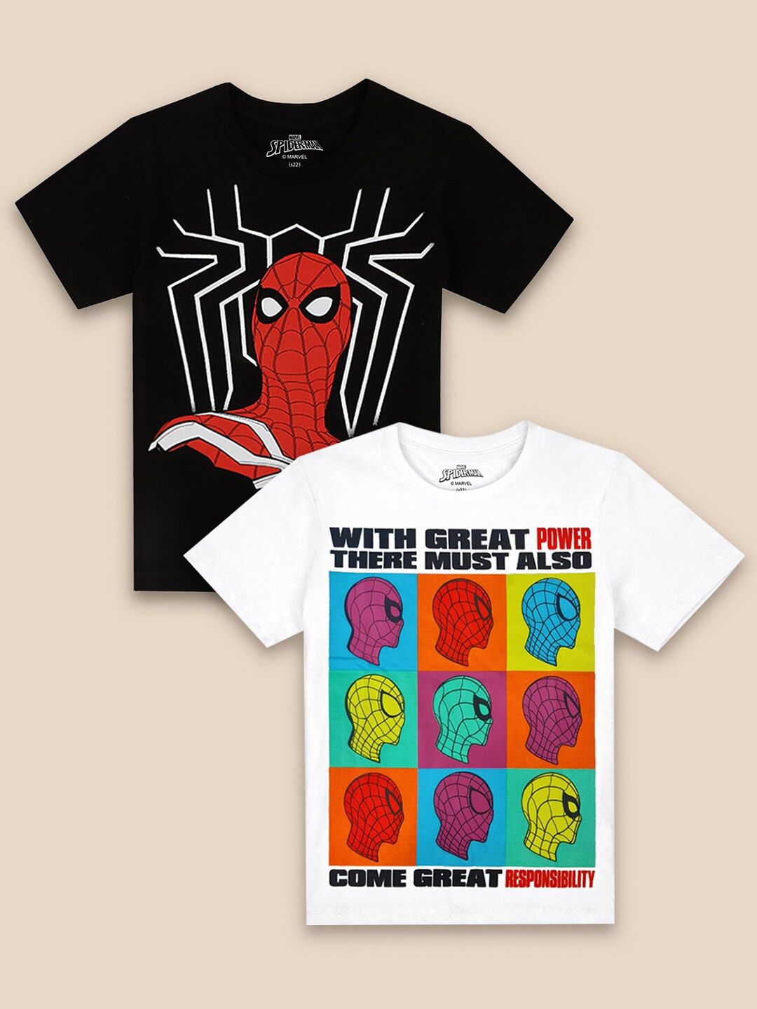 

Kids Ville Boys Pack Of 2 Spiderman Printed Tshirts, Black