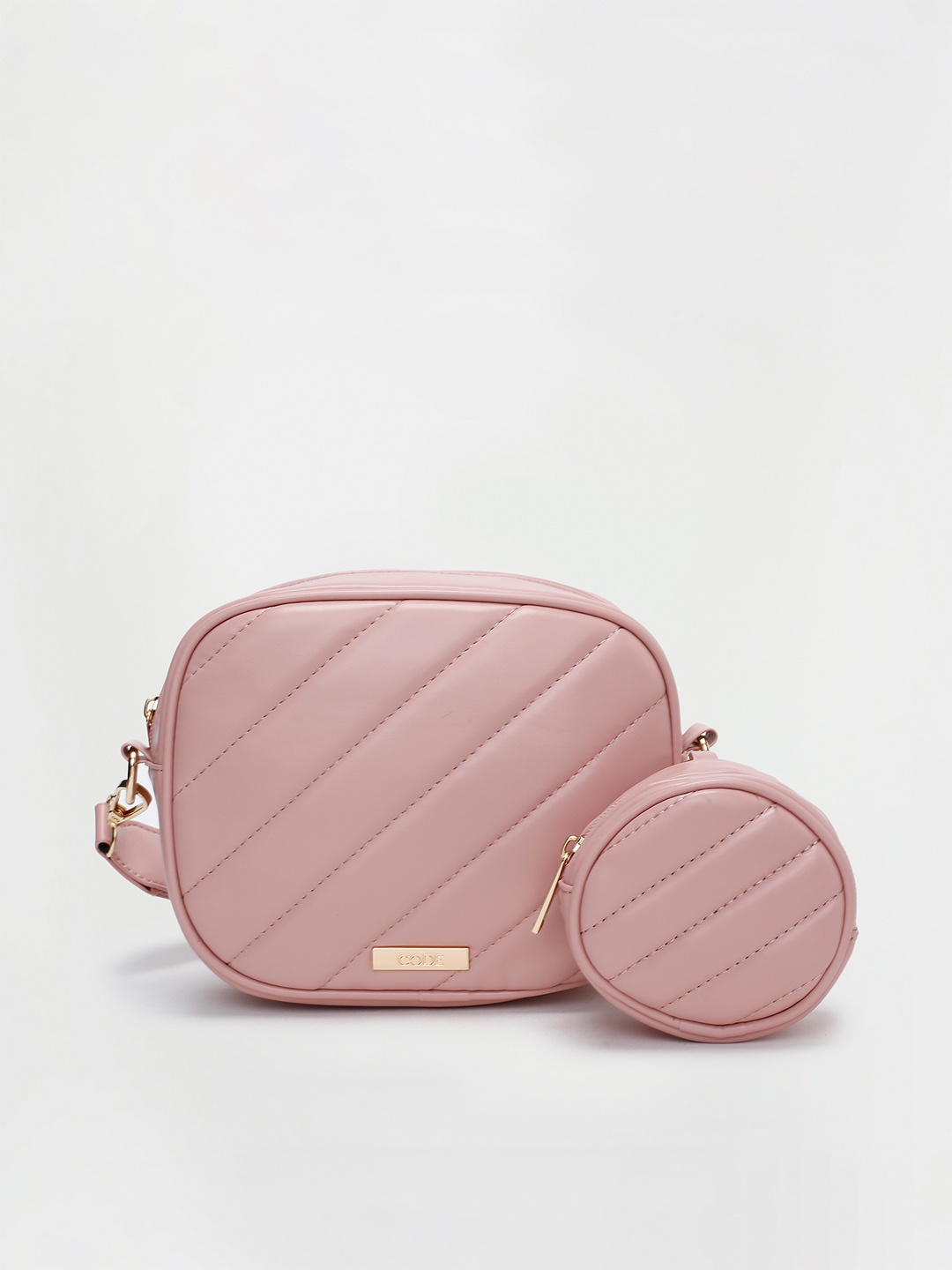 

CODE by Lifestyle Pink Structured Sling Bag with Quilted