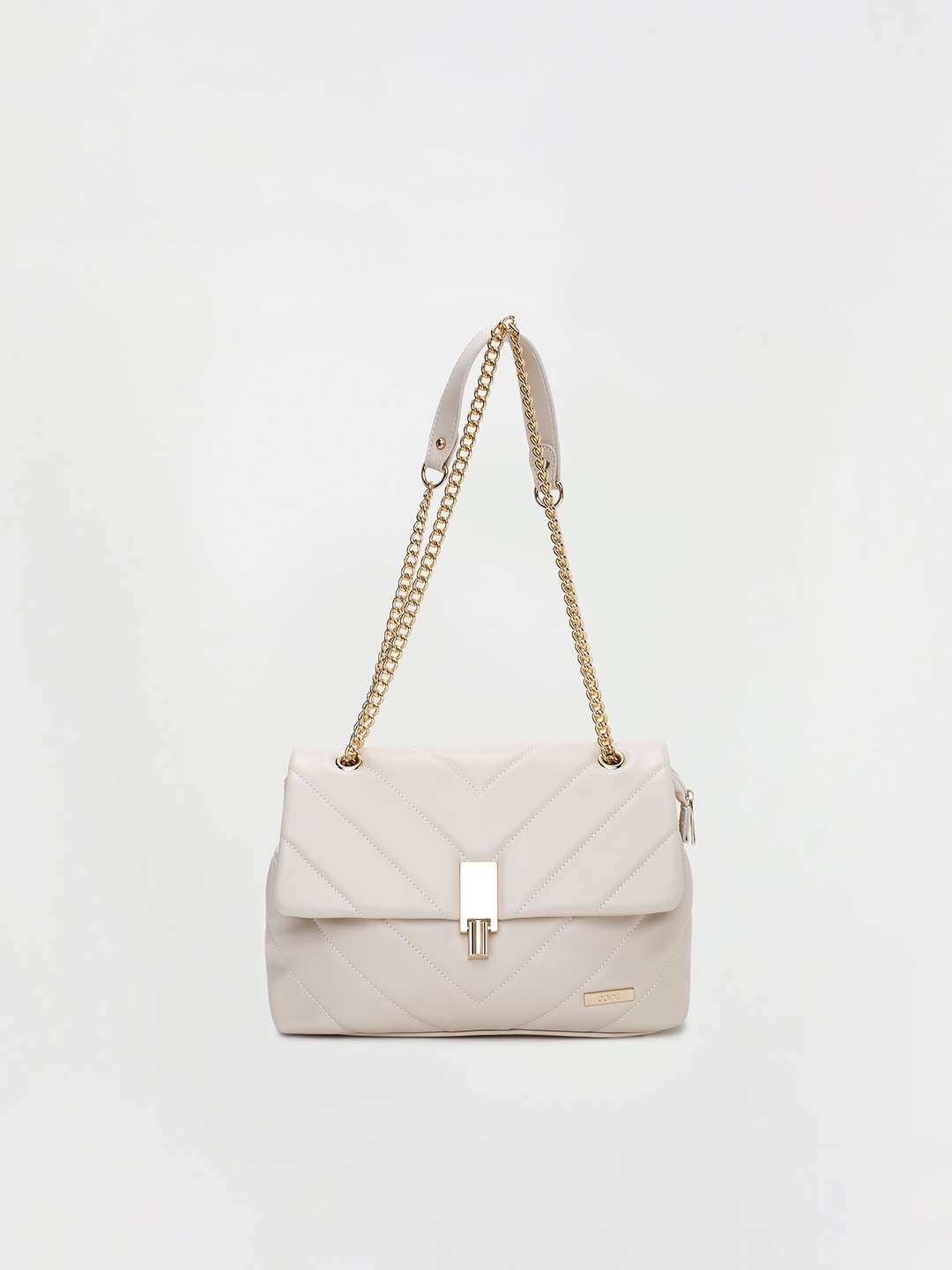 

CODE by Lifestyle Cream-Coloured Textured Structured Shoulder Bag with Quilted