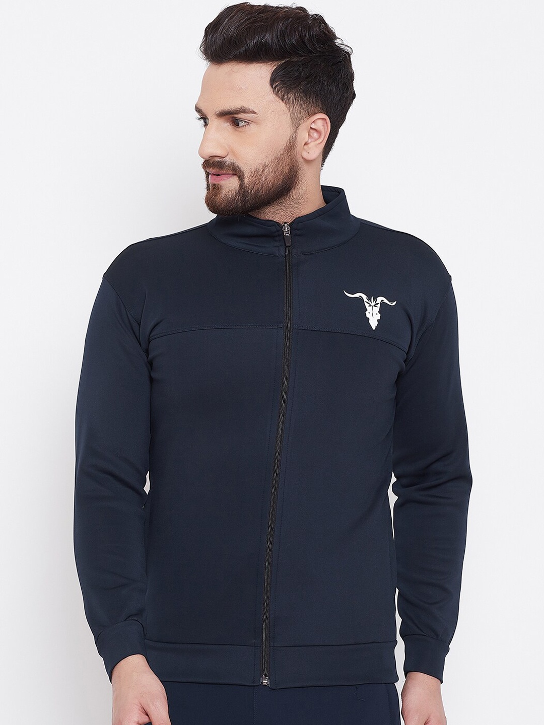 

Bitterlime Men Navy Blue Training or Gym Sporty Jacket