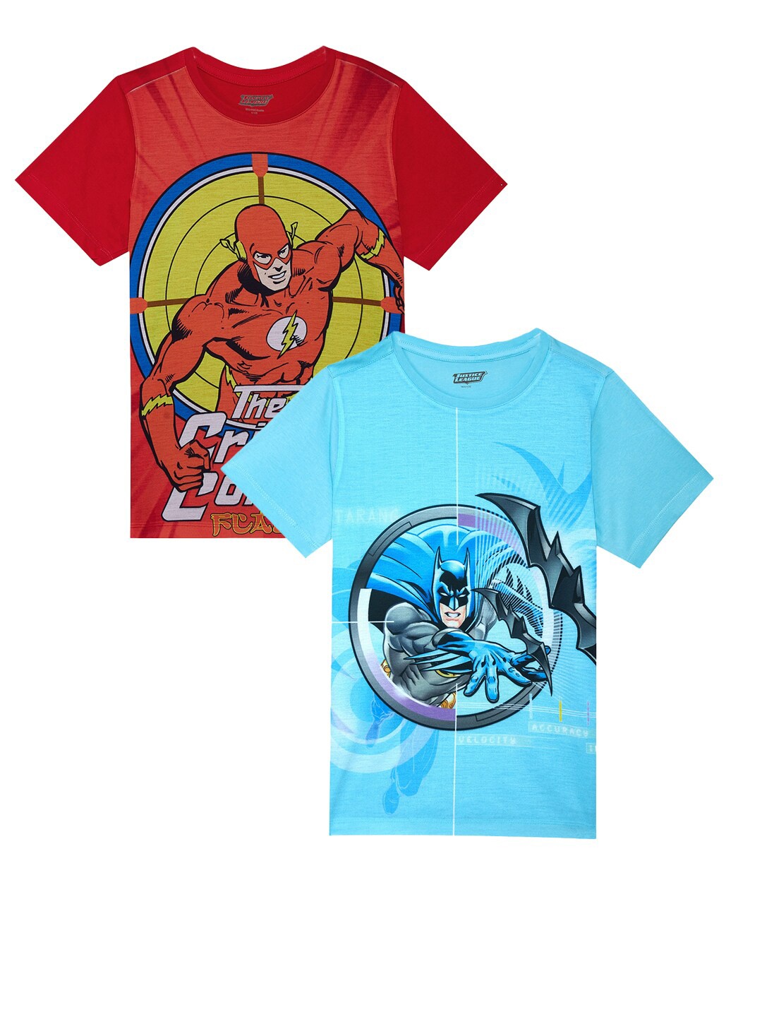 

YK Justice League Boys Red & Blue Pack Of 2 Printed Pure Cotton T-shirts