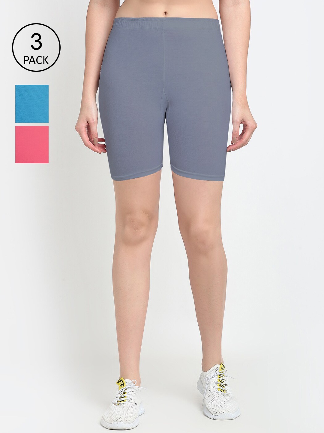 

GRACIT Women Pack of 3 Grey Cycling Sports Shorts