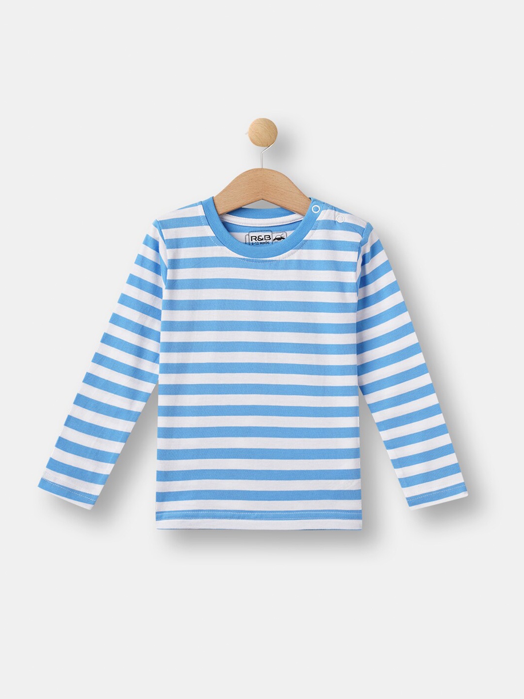 

R&B Boys Blue & White Printed Cotton T-shirt