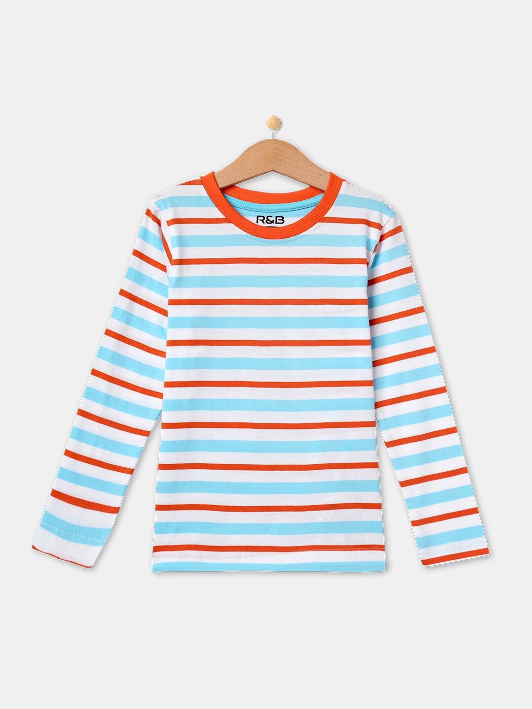 

R&B Boys White & Blue Striped T-shirt