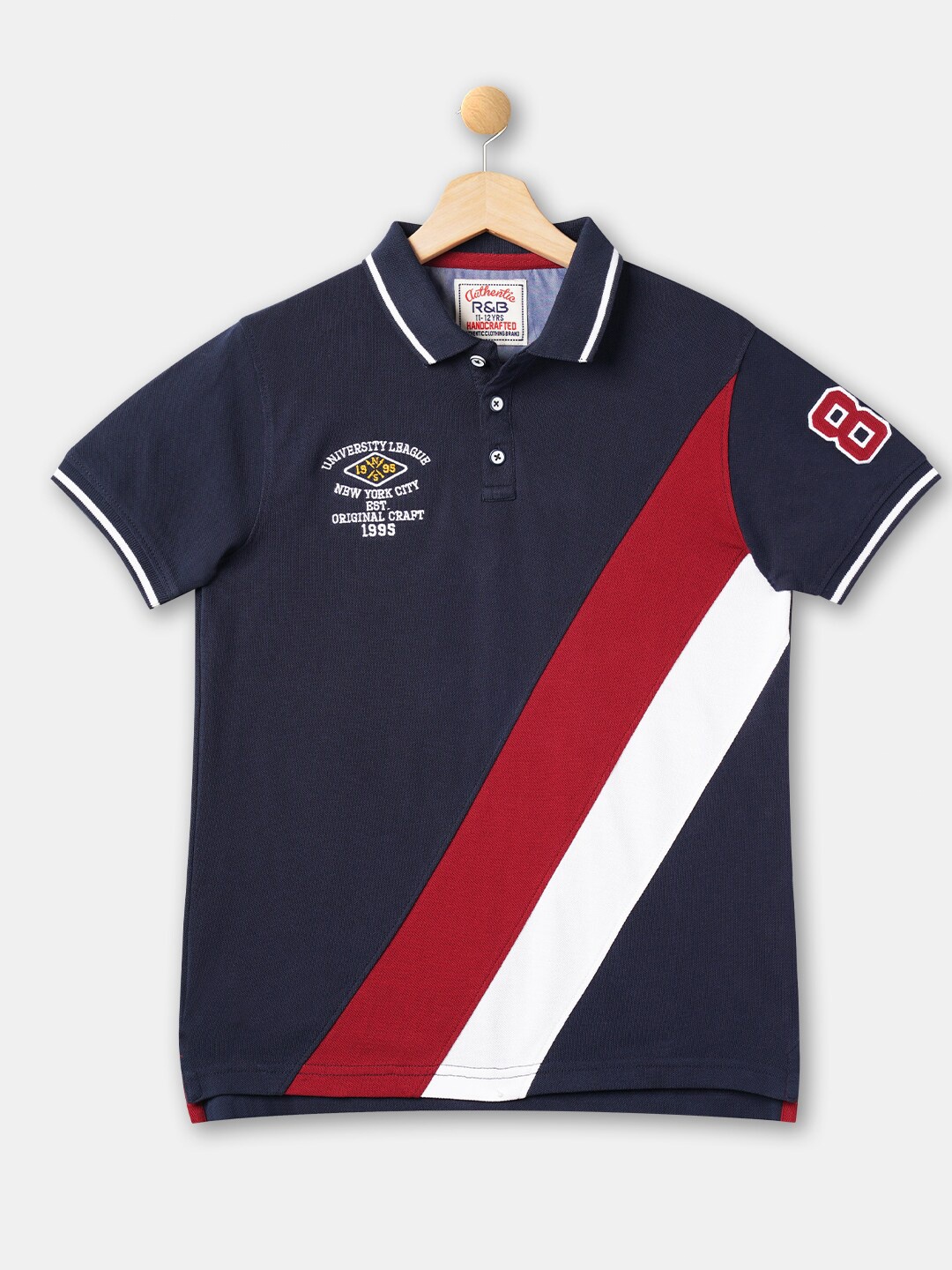 

R&B Boys Navy Blue Polo Collar Cotton T-shirt