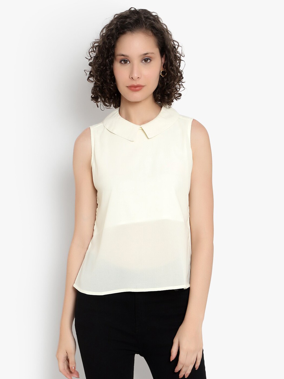 

Indietoga Women Off-White Georgette Casual Shirt Top
