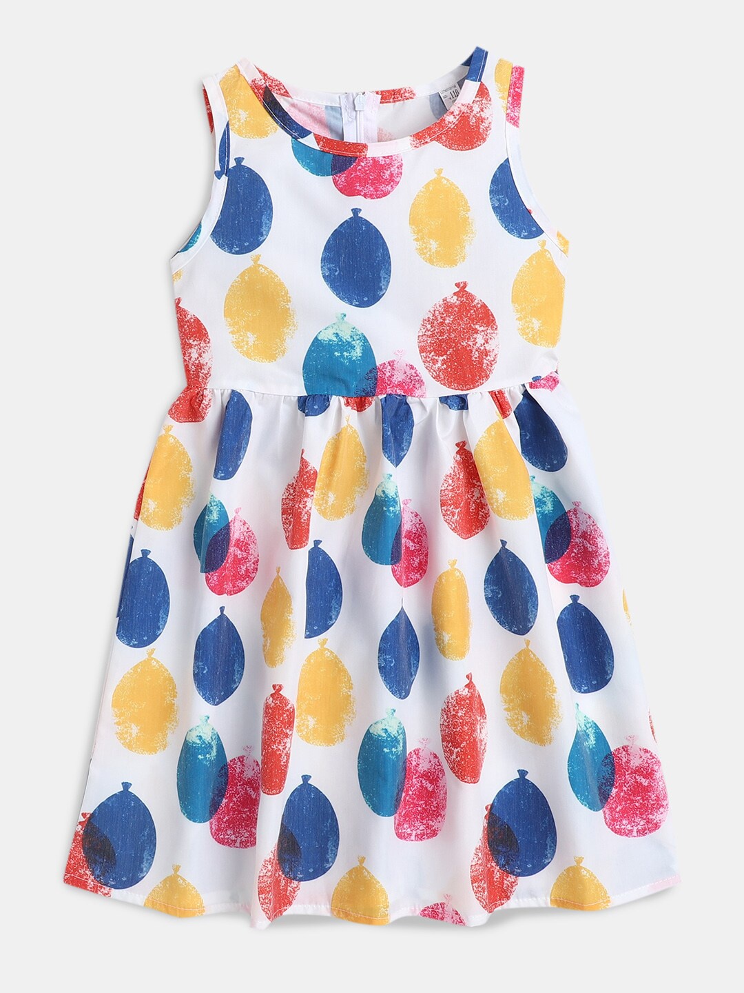 

Hopscotch White & Blue Abstract Printed A-Line Dress