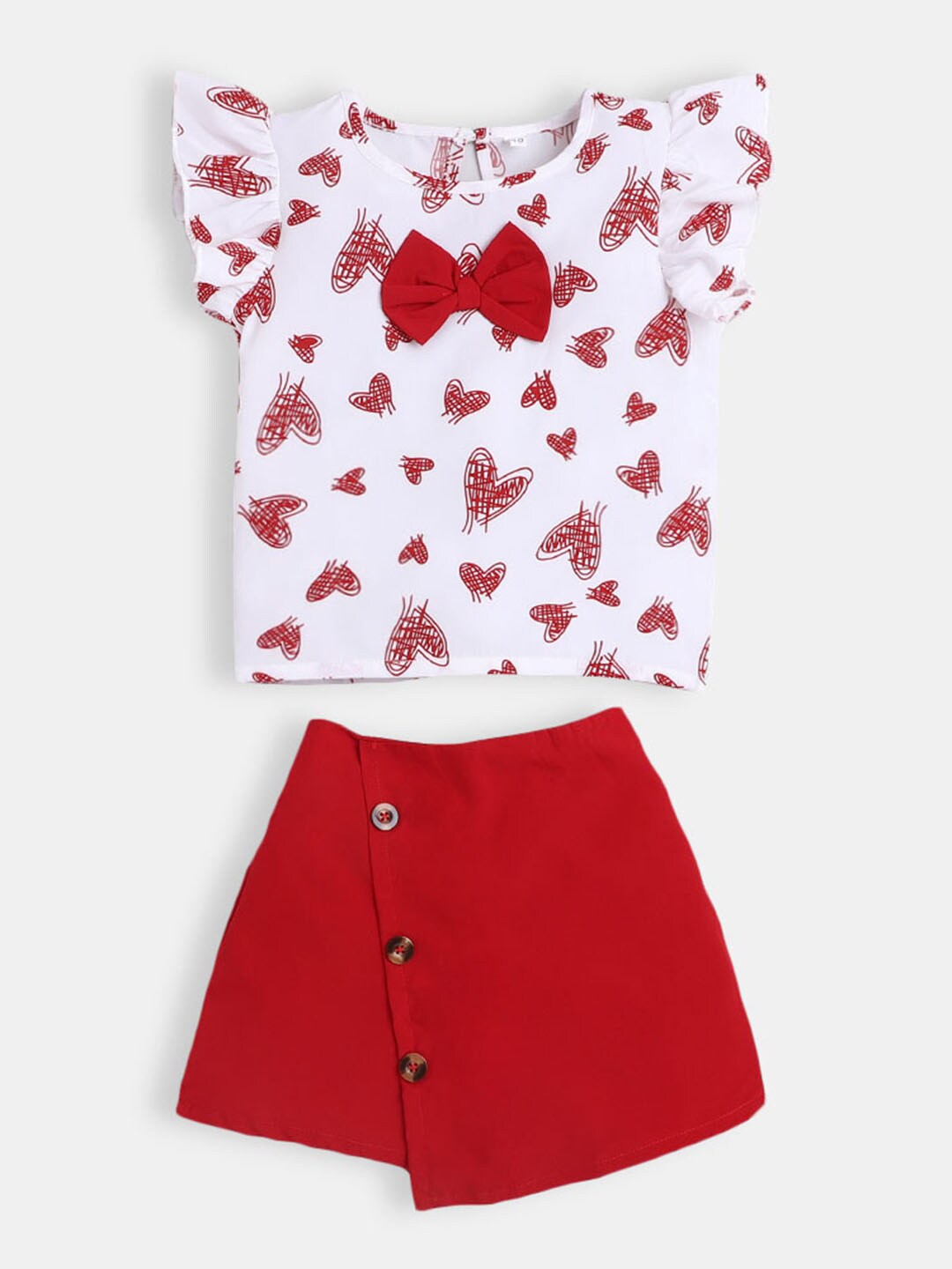 

Hopscotch Girls Red & White Printed Top with Shorts